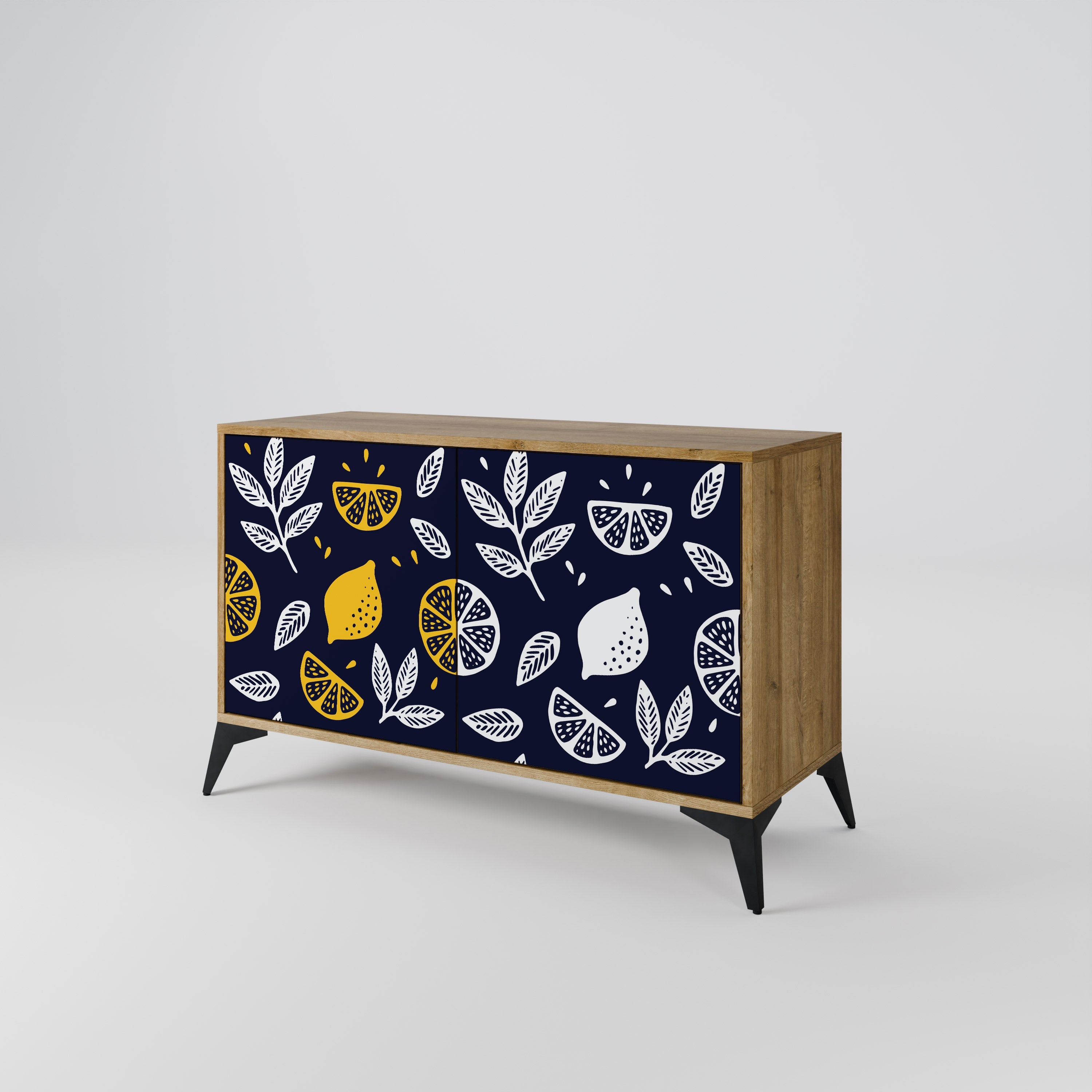 CITRUS SCHWARZ-WEISS Sideboard mit 2 Türen in Eichenoptik