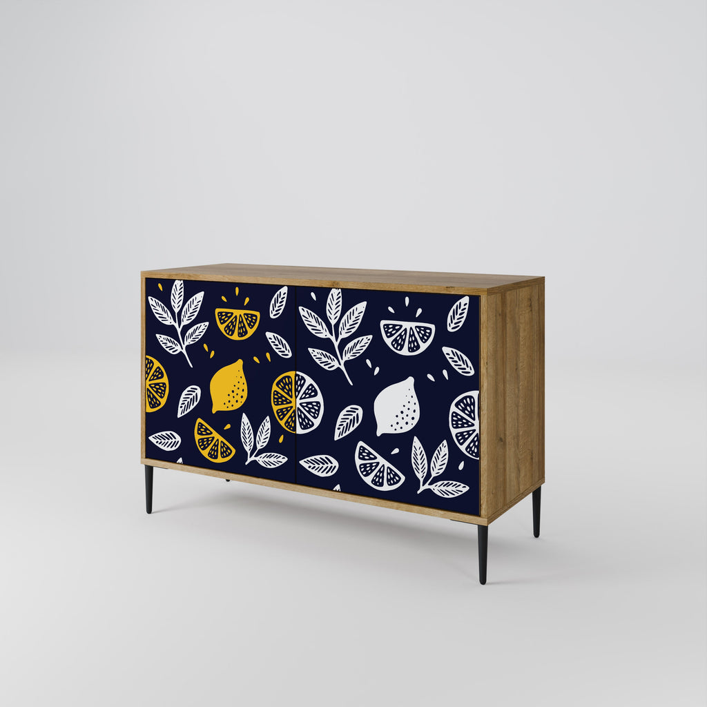 CITRUS SCHWARZ-WEISS Sideboard mit 2 Türen in Eichenoptik