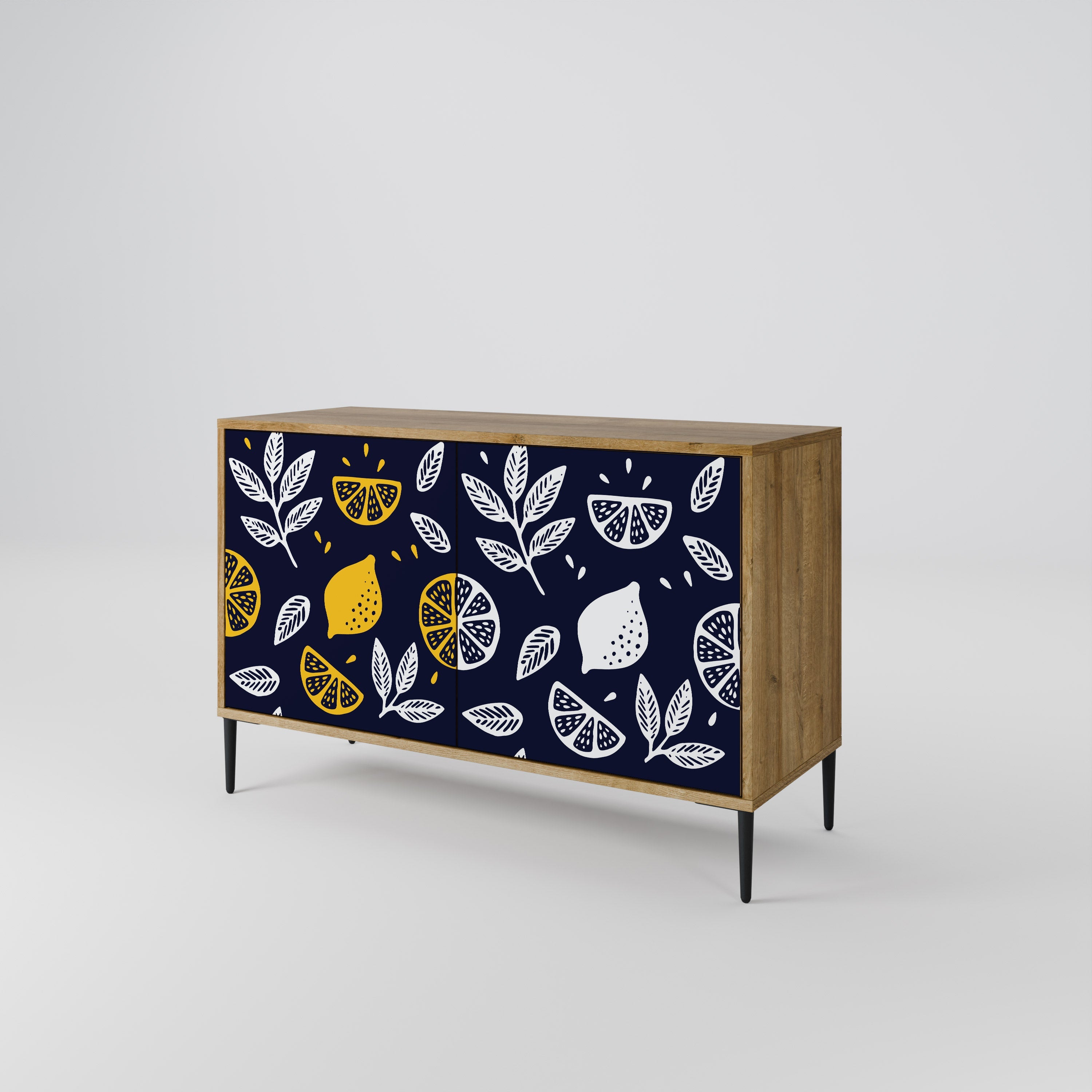 CITRUS SCHWARZ-WEISS Sideboard mit 2 Türen in Eichenoptik