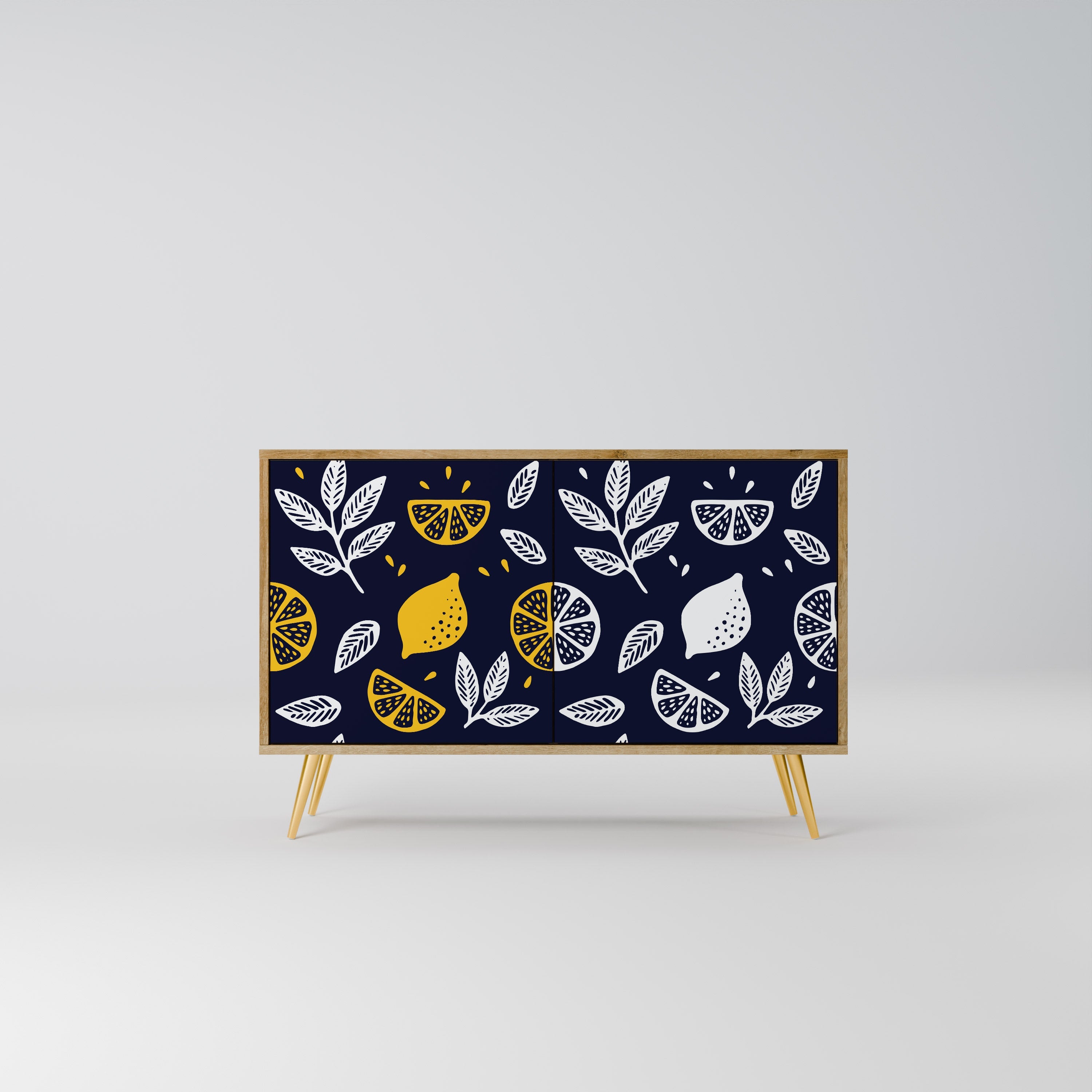 CITRUS SCHWARZ-WEISS Sideboard mit 2 Türen in Eichenoptik