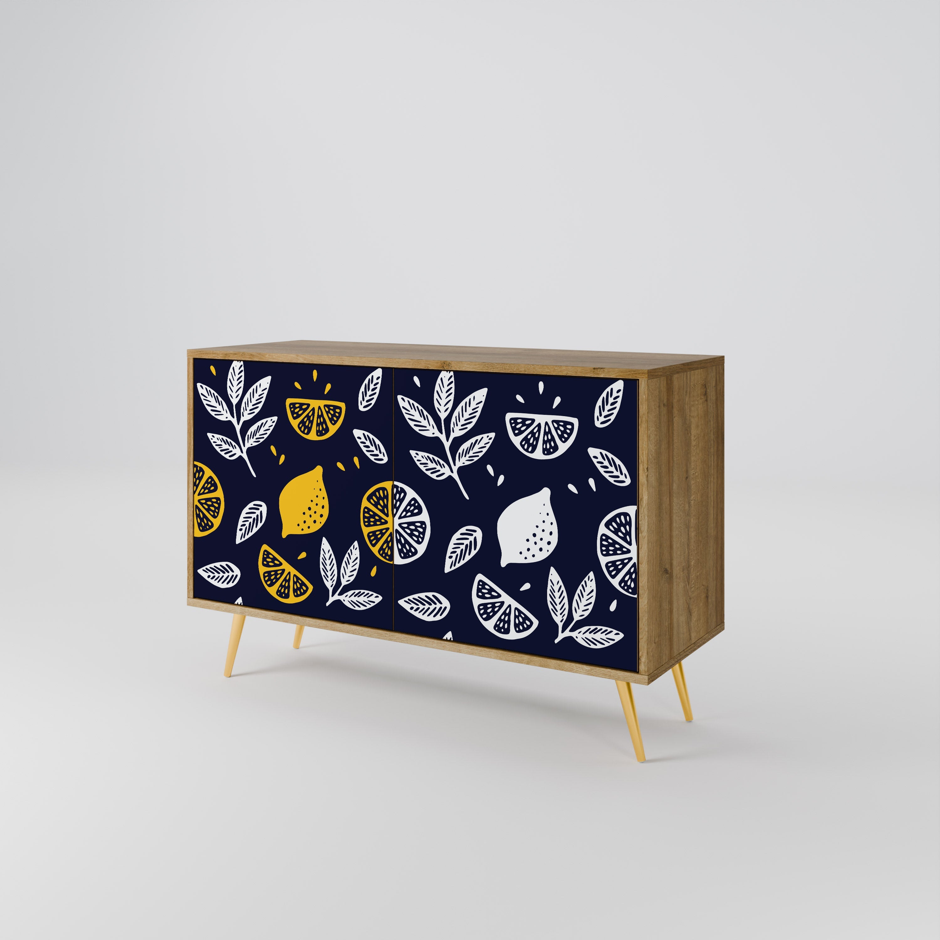 CITRUS SCHWARZ-WEISS Sideboard mit 2 Türen in Eichenoptik