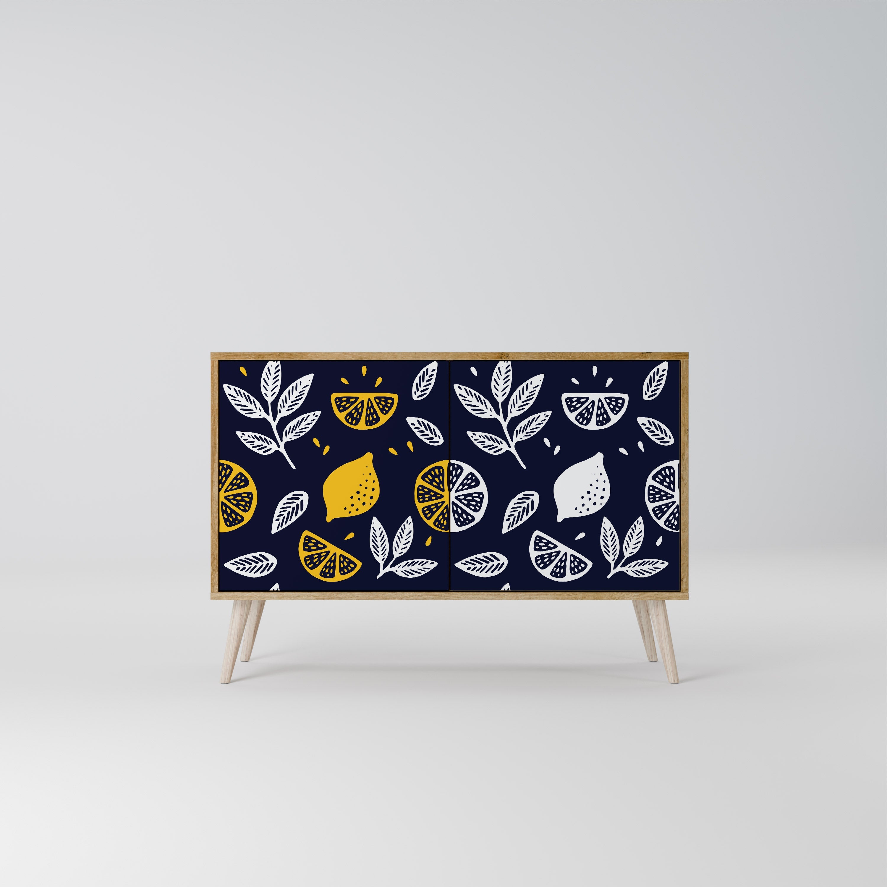 CITRUS SCHWARZ-WEISS Sideboard mit 2 Türen in Eichenoptik