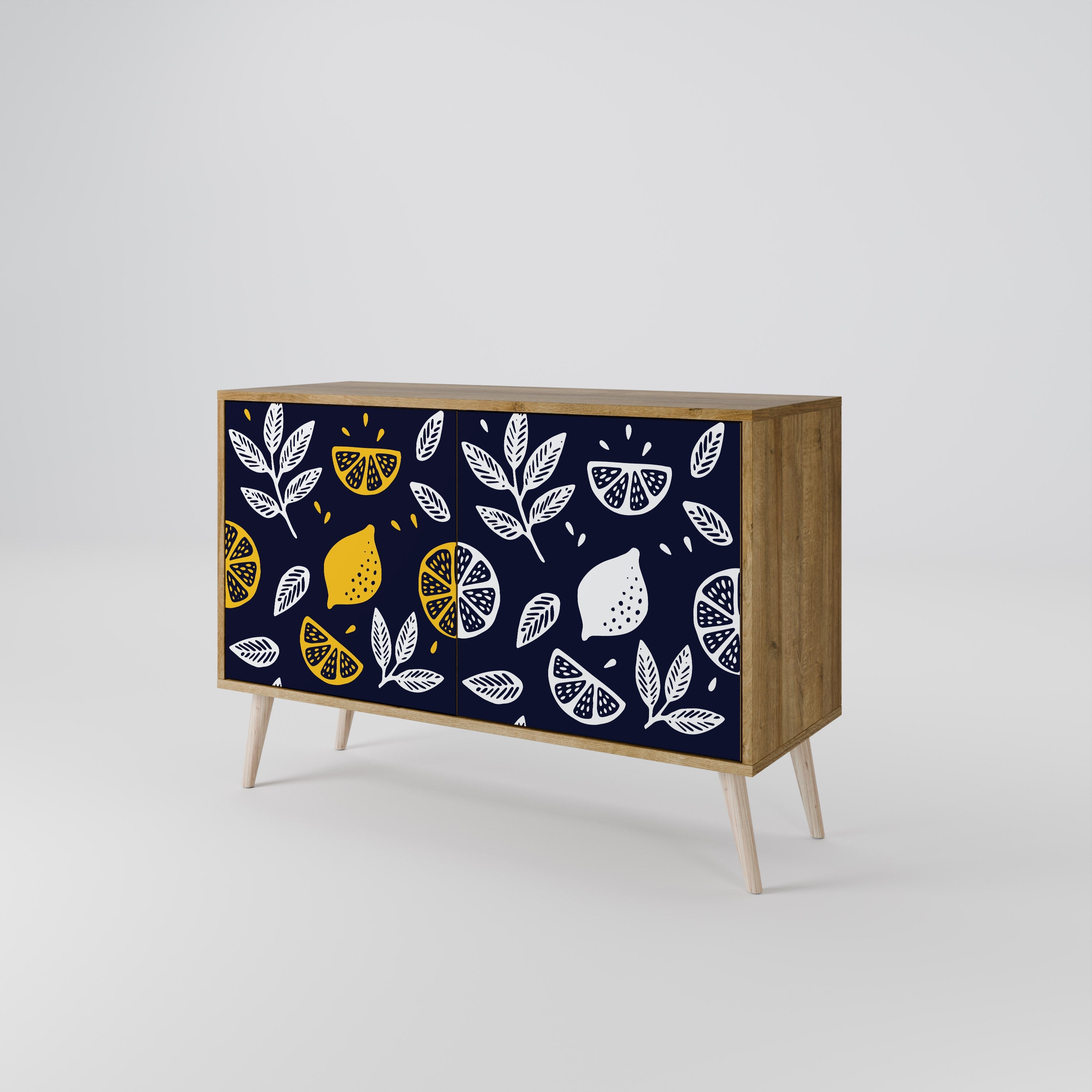 CITRUS SCHWARZ-WEISS Sideboard mit 2 Türen in Eichenoptik