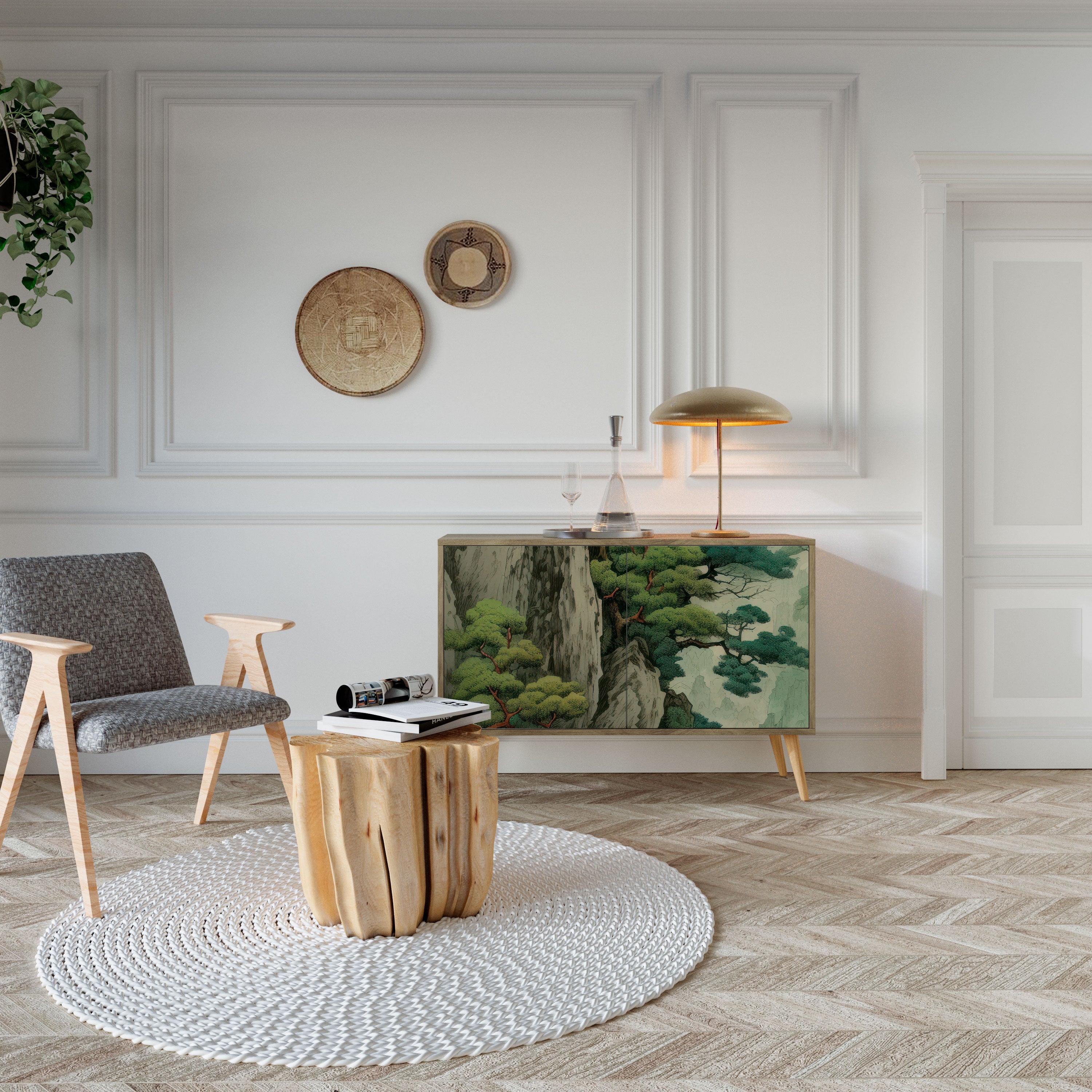 VERDURE ABYSS Sideboard mit 2 Türen in Eichenoptik
