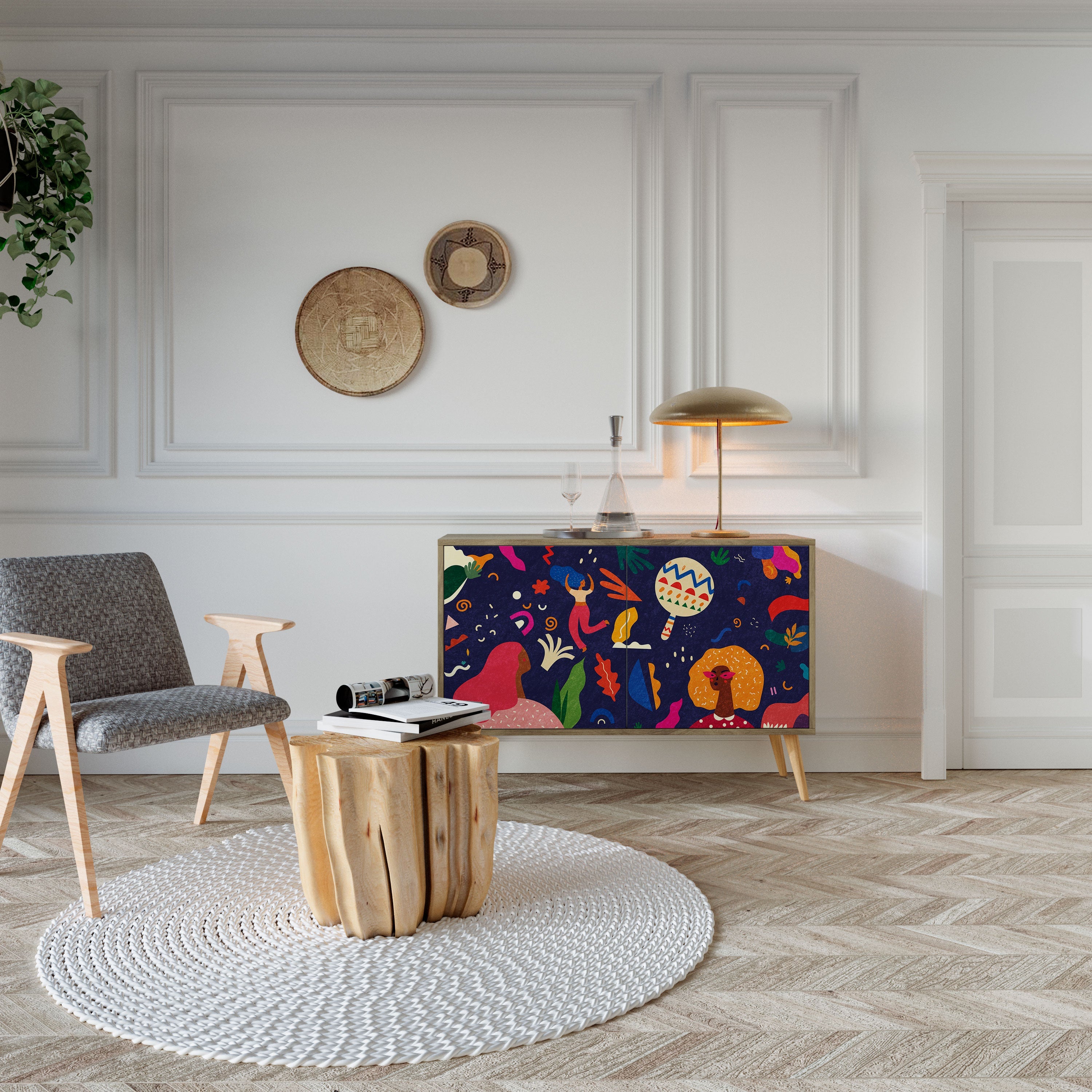 FESTIVE PLEASURES Sideboard mit 2 Türen in Eichenoptik