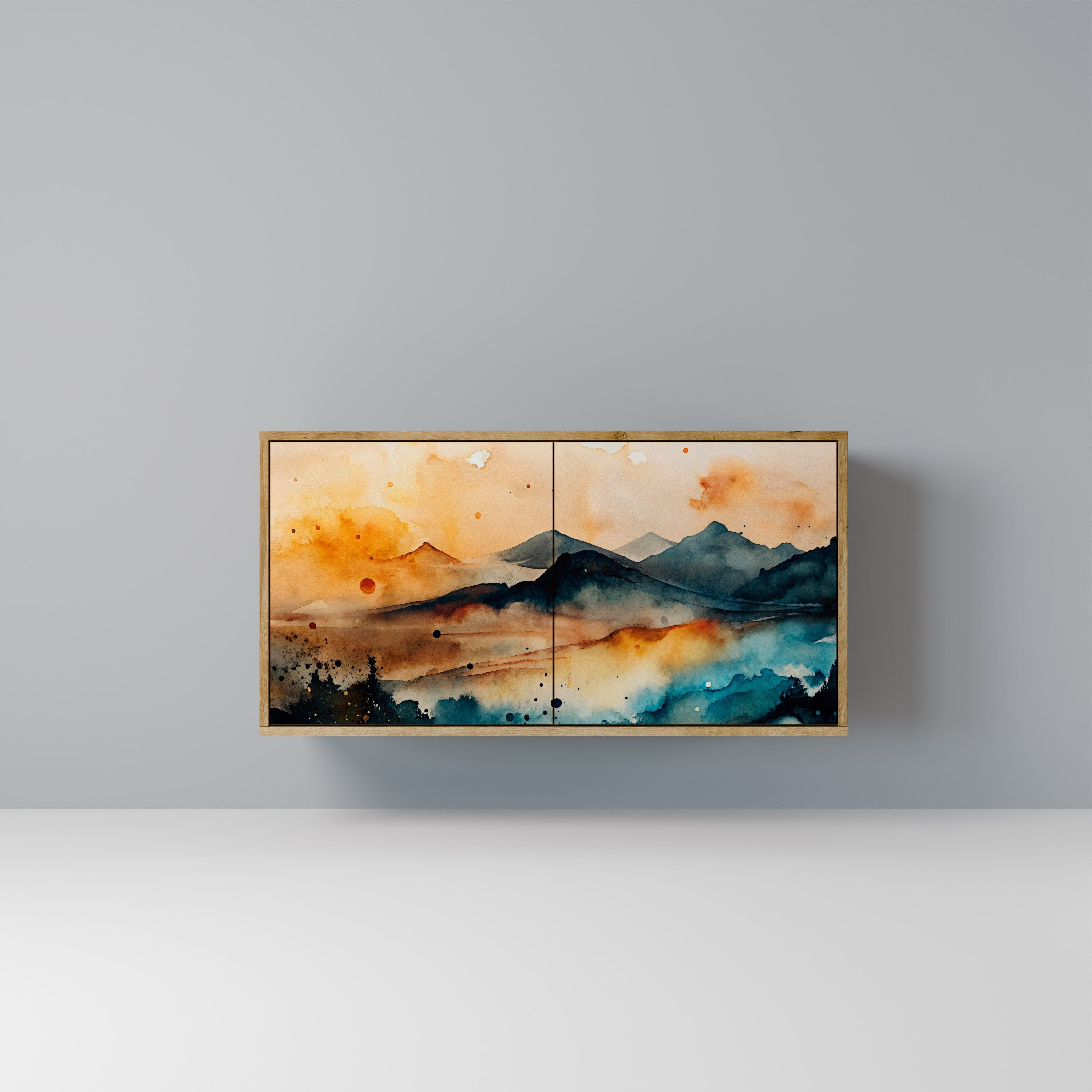 OMINOUS MOUNTAINS Sideboard mit 2 Türen in Eichenoptik