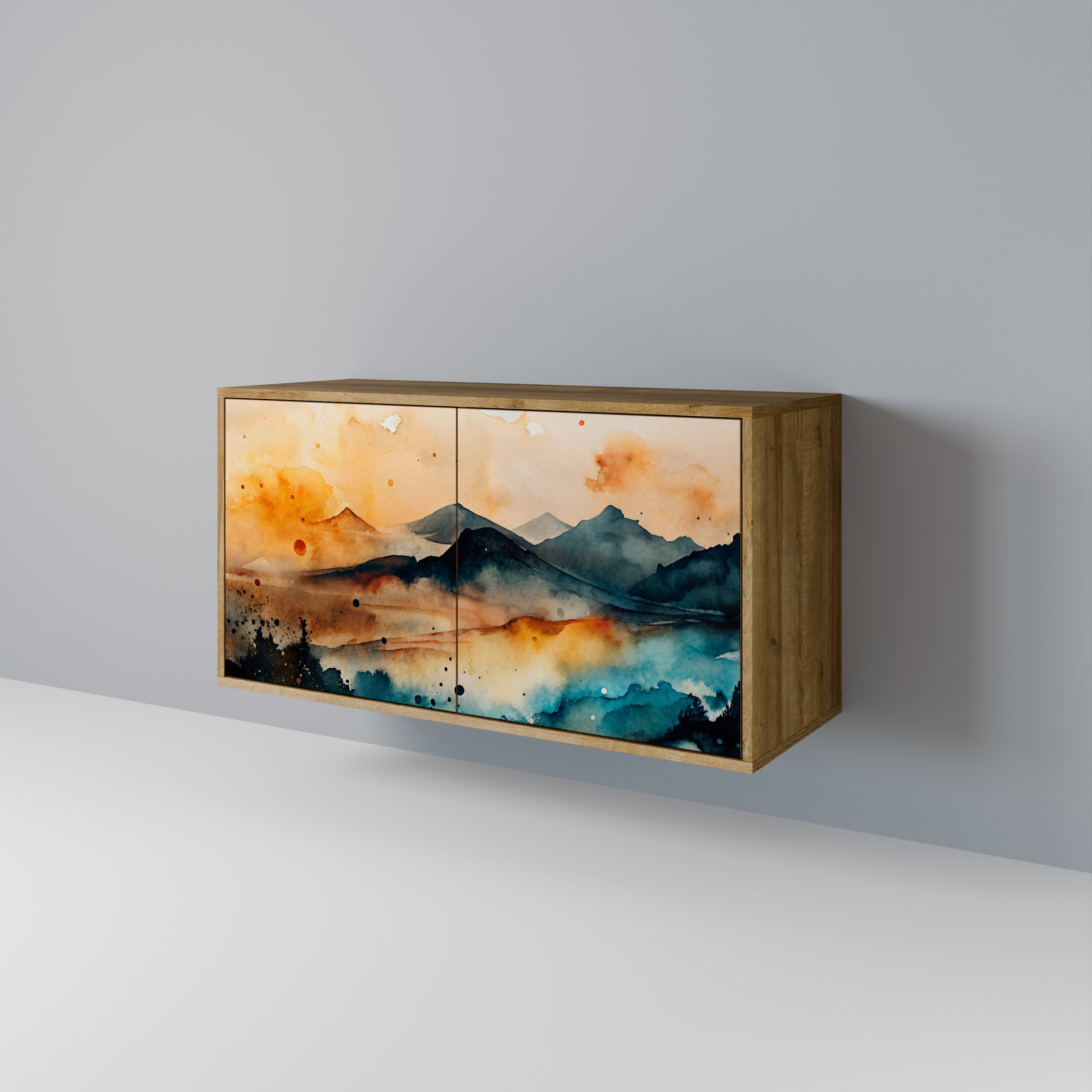 OMINOUS MOUNTAINS Sideboard mit 2 Türen in Eichenoptik