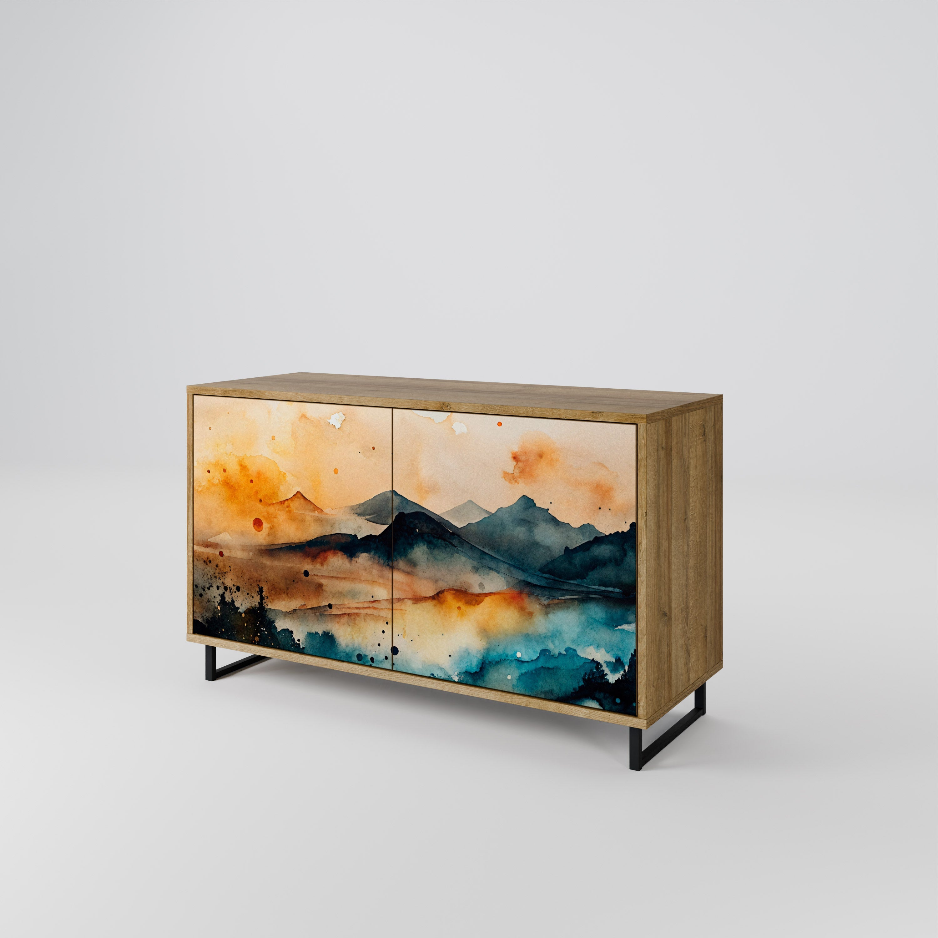 OMINOUS MOUNTAINS Sideboard mit 2 Türen in Eichenoptik