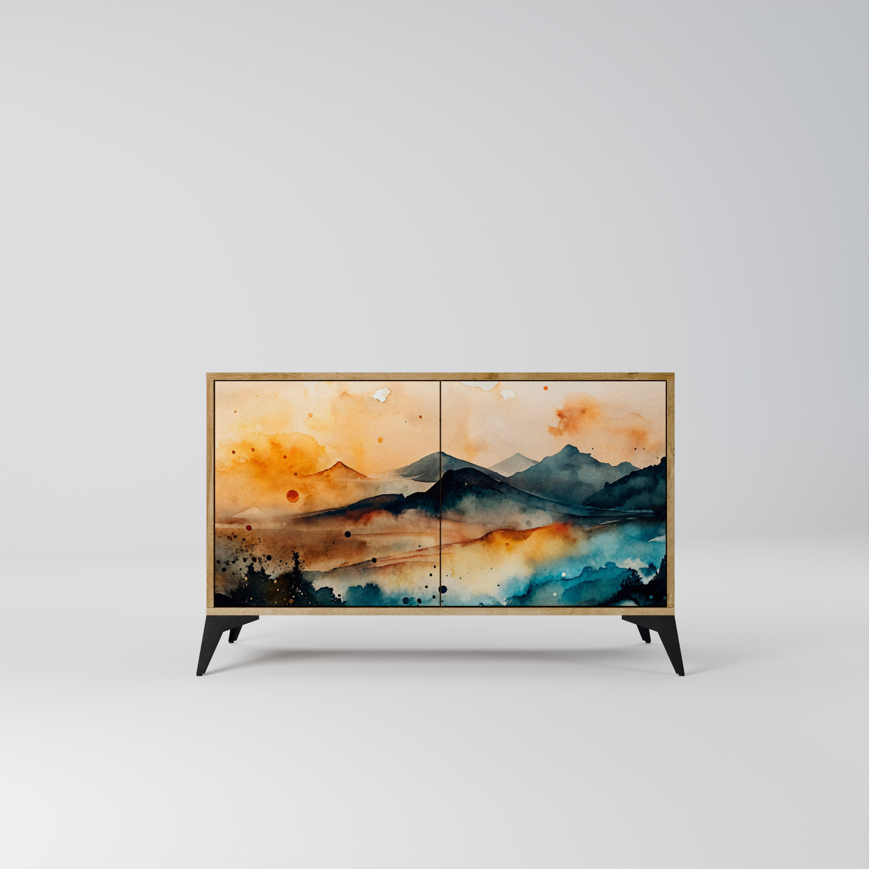 OMINOUS MOUNTAINS Sideboard mit 2 Türen in Eichenoptik