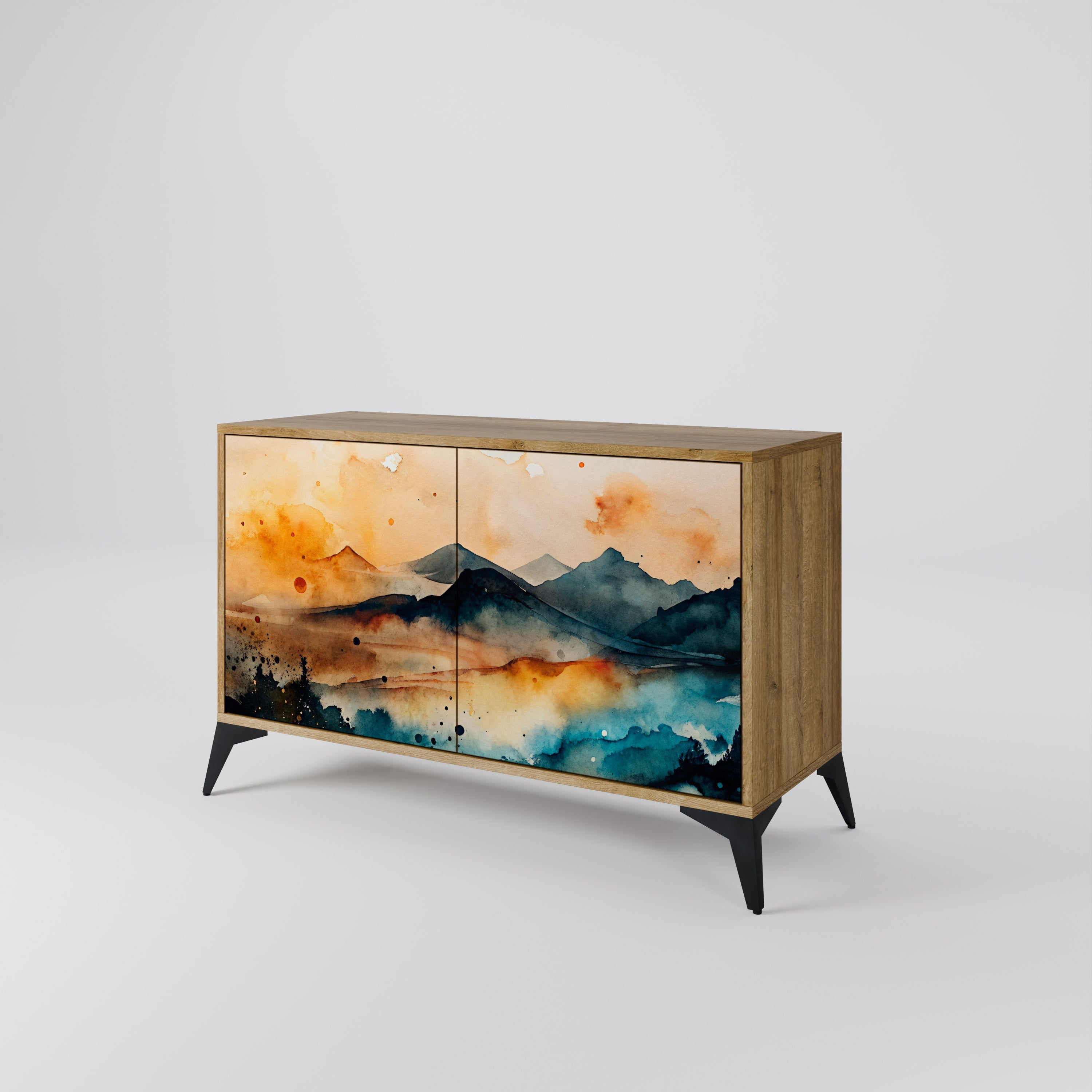 OMINOUS MOUNTAINS Sideboard mit 2 Türen in Eichenoptik