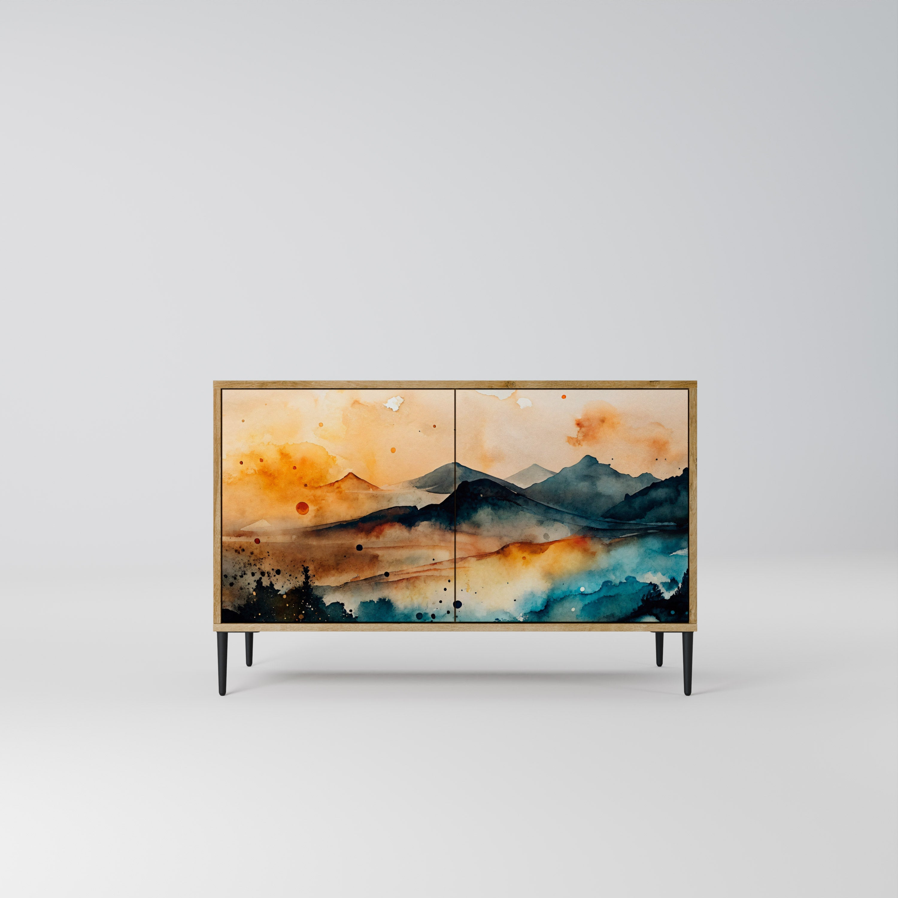 OMINOUS MOUNTAINS Sideboard mit 2 Türen in Eichenoptik