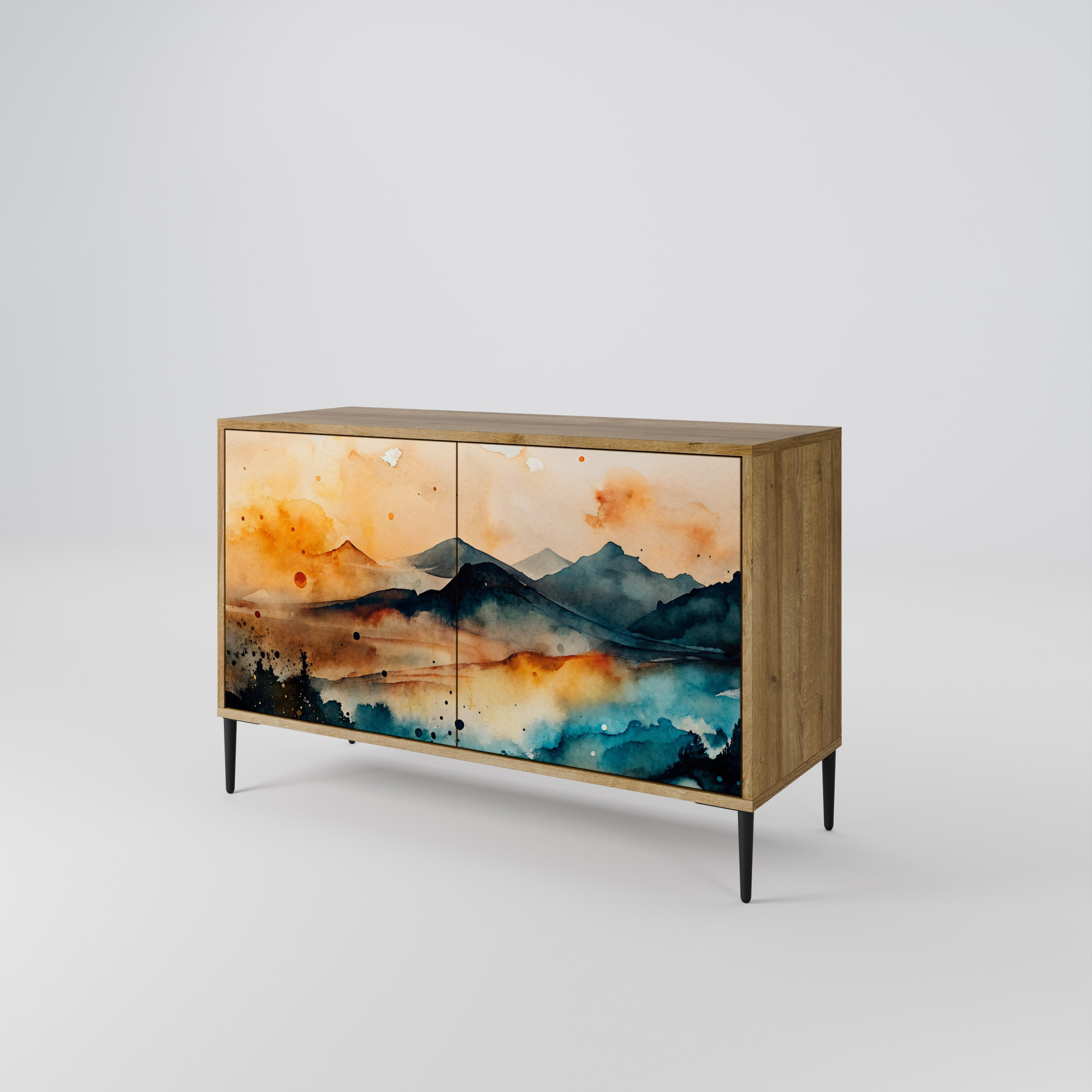 OMINOUS MOUNTAINS Sideboard mit 2 Türen in Eichenoptik