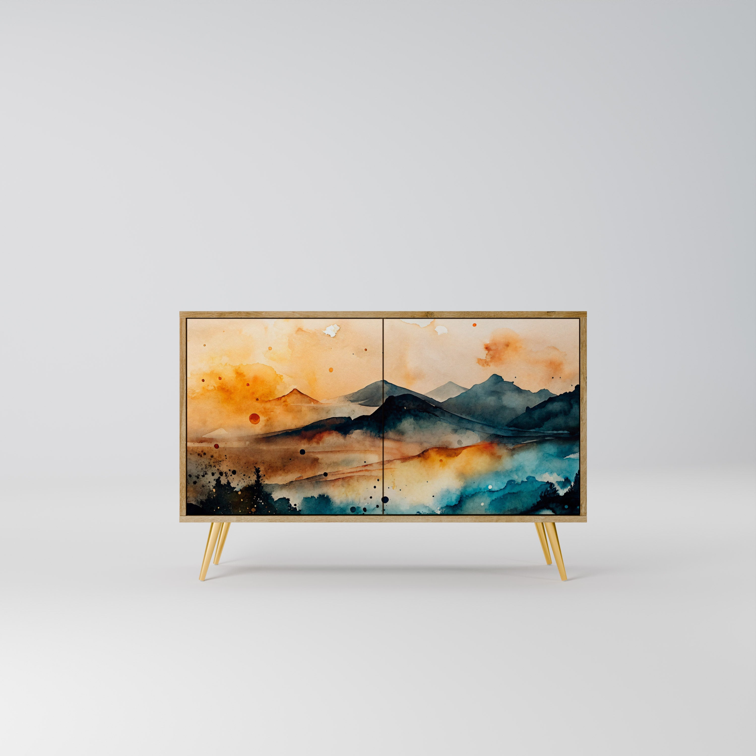 OMINOUS MOUNTAINS Sideboard mit 2 Türen in Eichenoptik