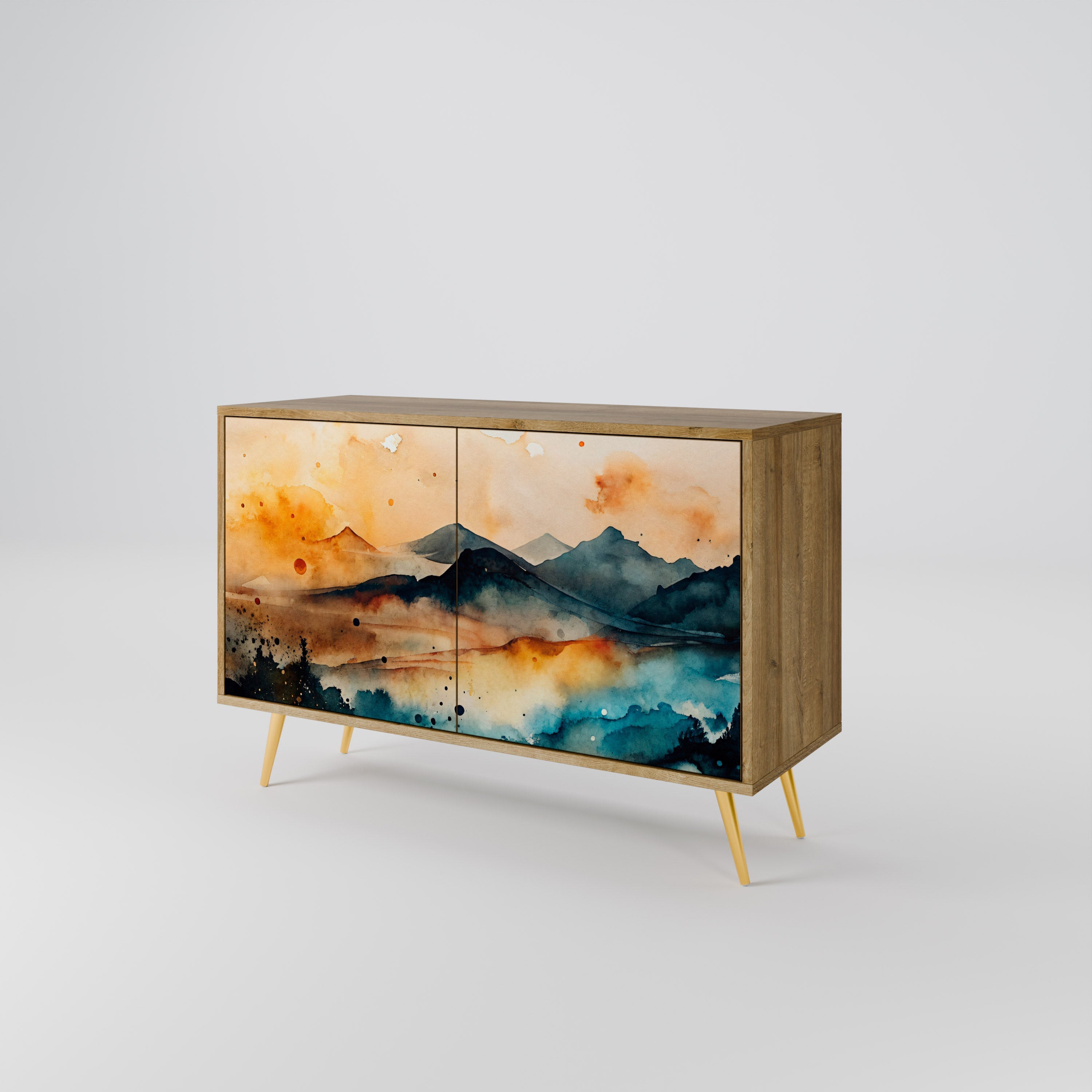 OMINOUS MOUNTAINS Sideboard mit 2 Türen in Eichenoptik