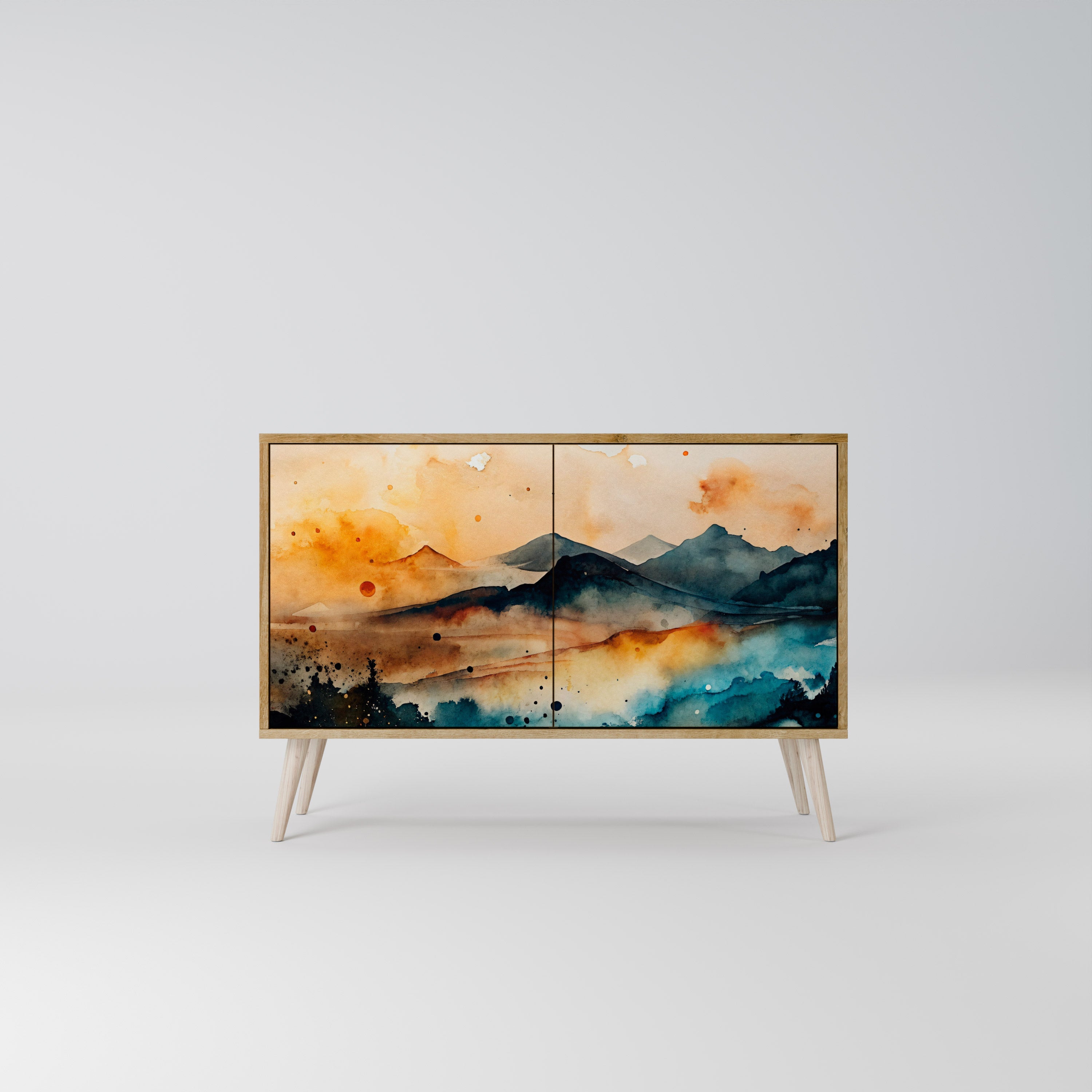 OMINOUS MOUNTAINS Sideboard mit 2 Türen in Eichenoptik
