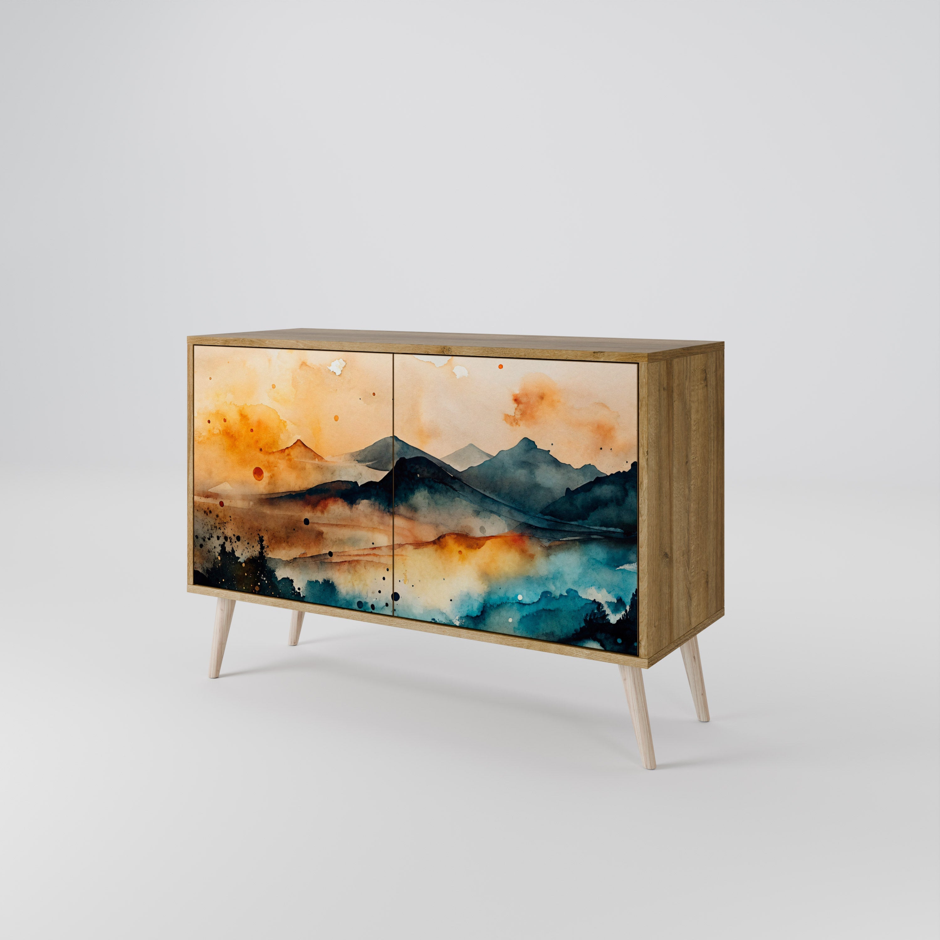 OMINOUS MOUNTAINS Sideboard mit 2 Türen in Eichenoptik