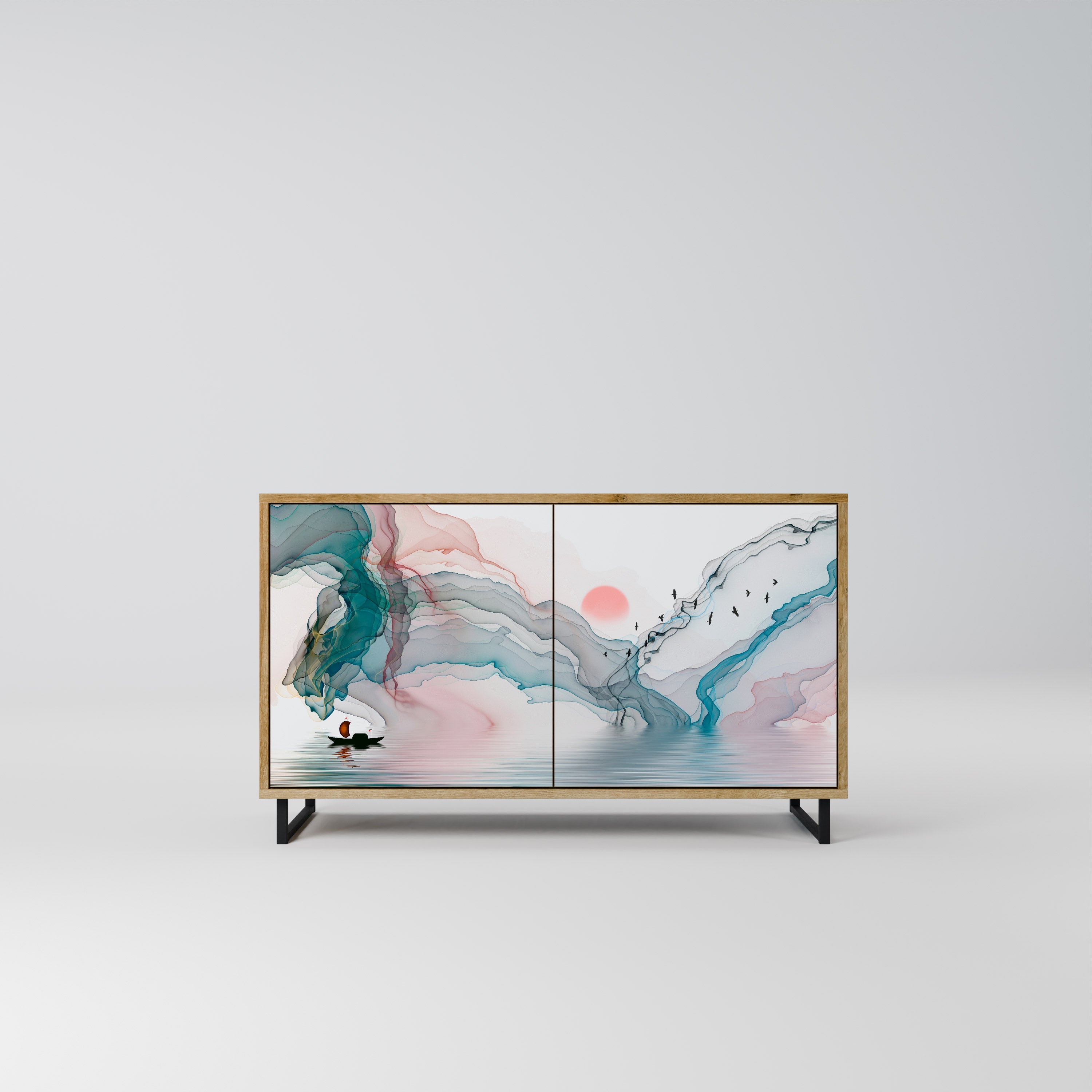 VELVET CROSSING Sideboard mit 2 Türen in Eichenoptik