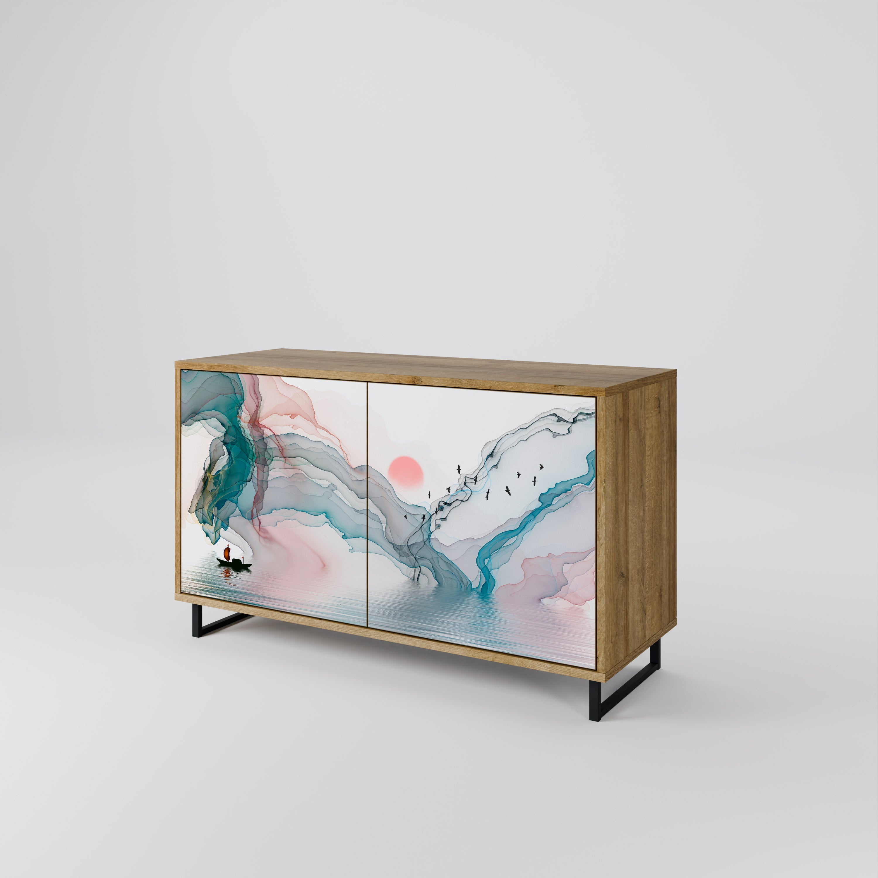 VELVET CROSSING Sideboard mit 2 Türen in Eichenoptik