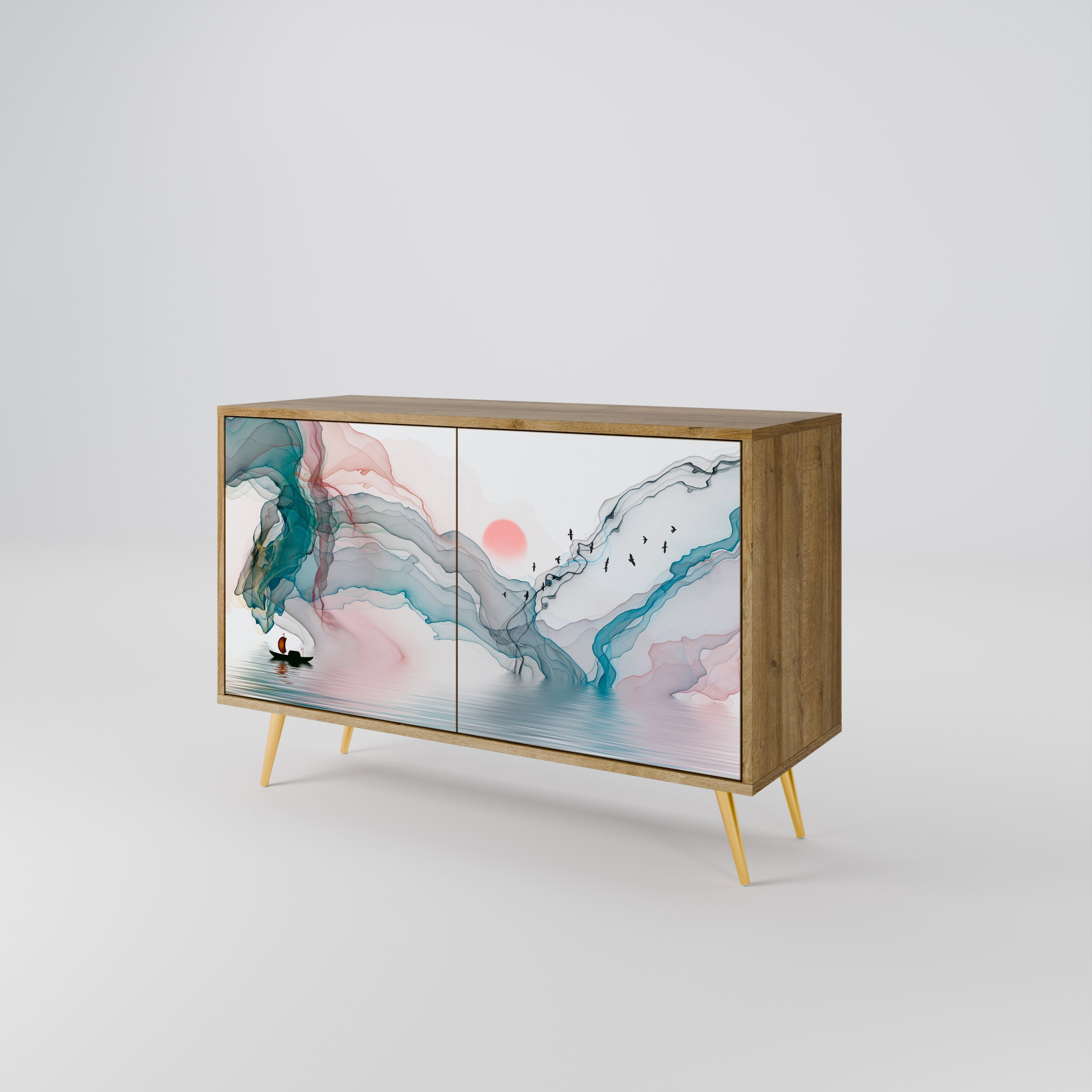 VELVET CROSSING Sideboard mit 2 Türen in Eichenoptik