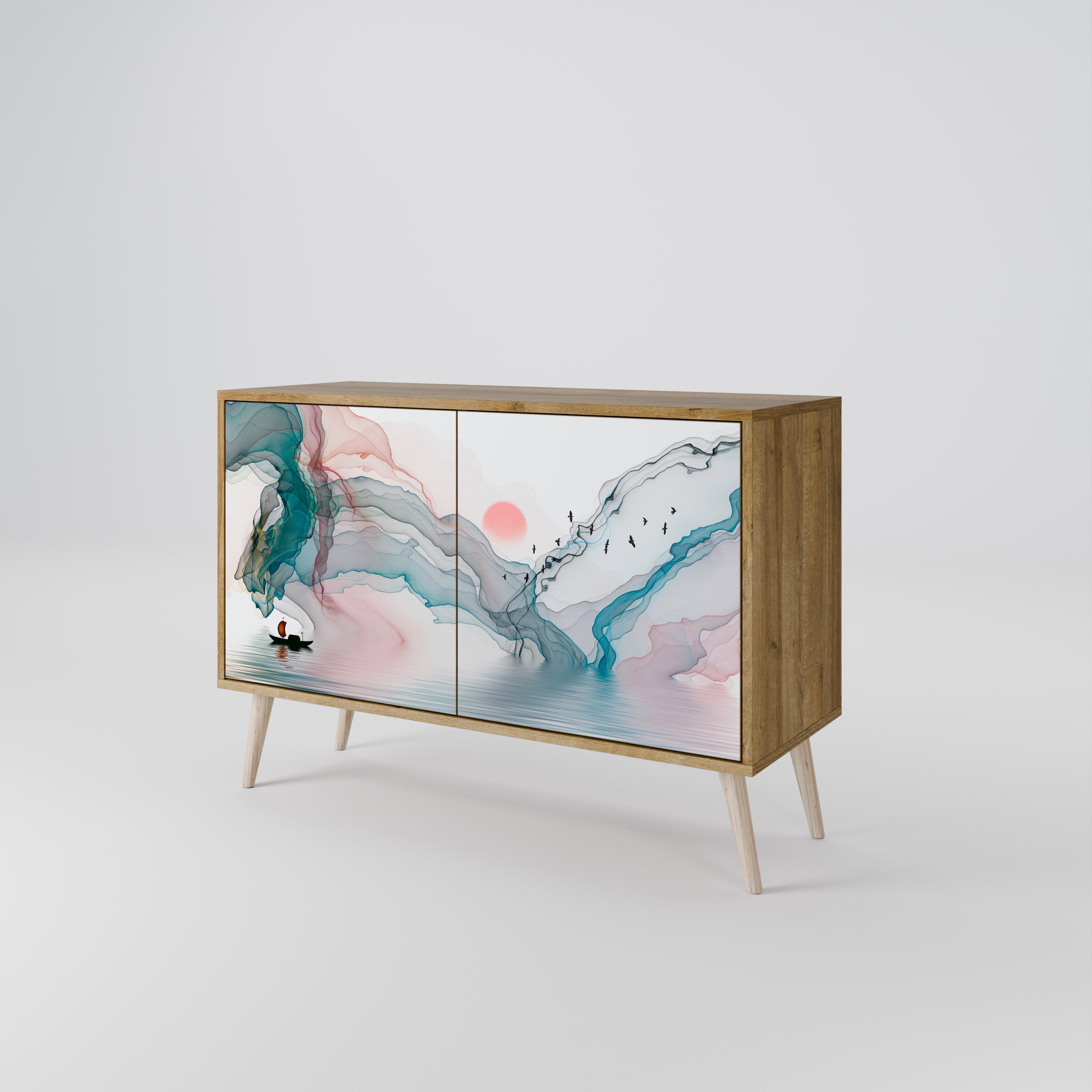 VELVET CROSSING Sideboard mit 2 Türen in Eichenoptik