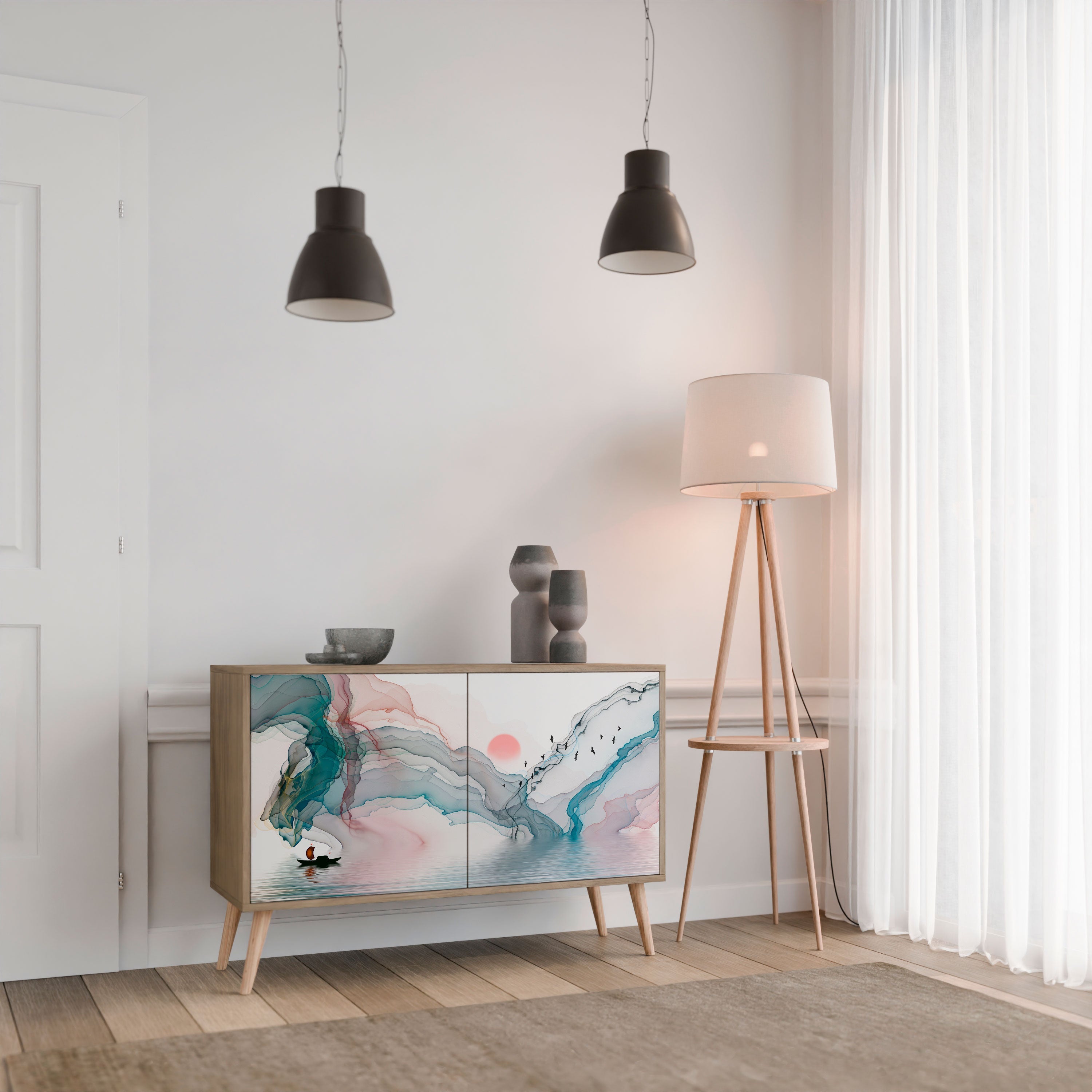 VELVET CROSSING Sideboard mit 2 Türen in Eichenoptik