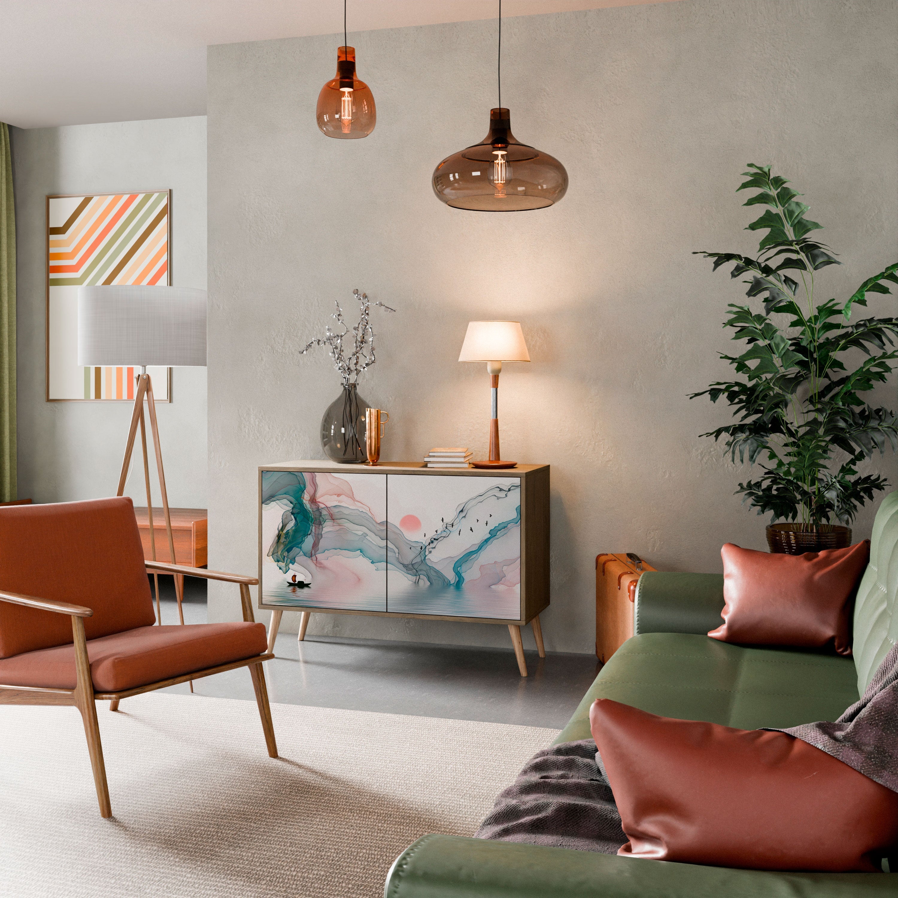 VELVET CROSSING Sideboard mit 2 Türen in Eichenoptik