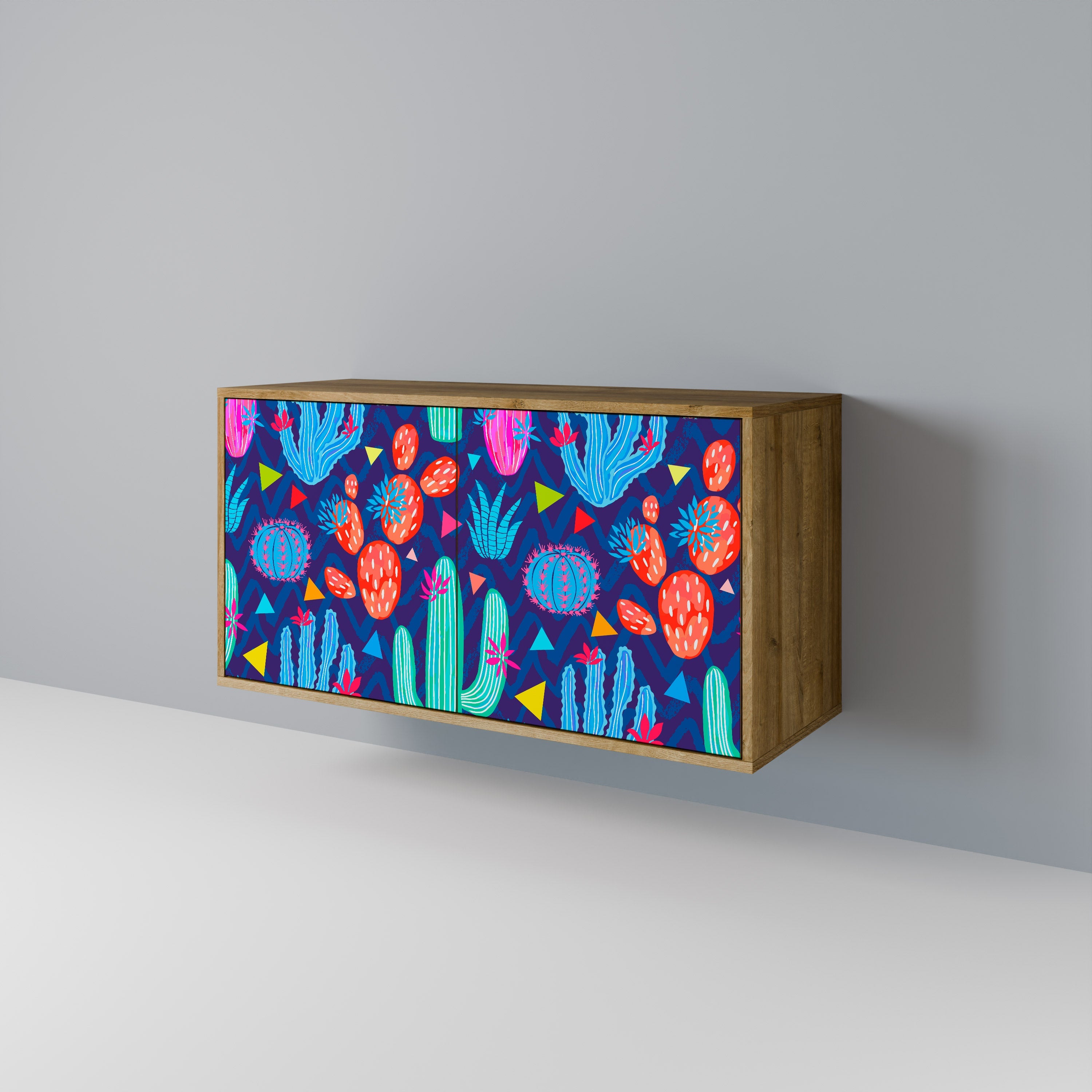 CACTUS VIBES Sideboard mit 2 Türen in Eichenoptik