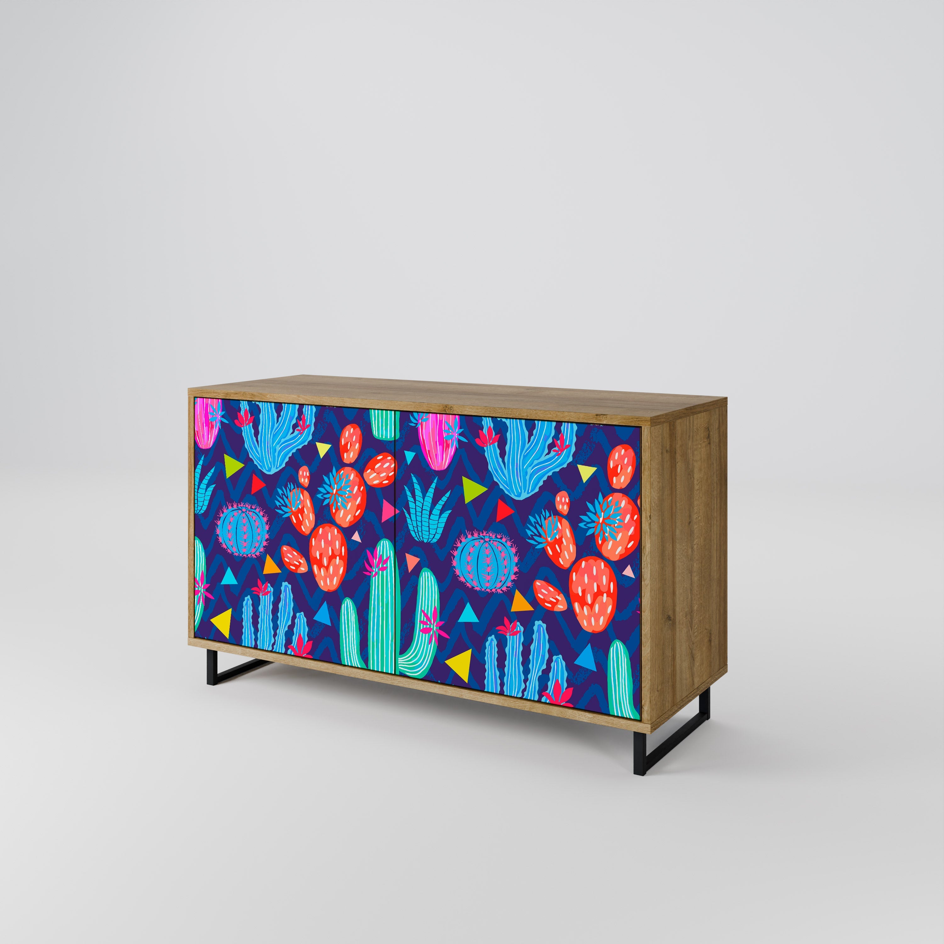 CACTUS VIBES Sideboard mit 2 Türen in Eichenoptik