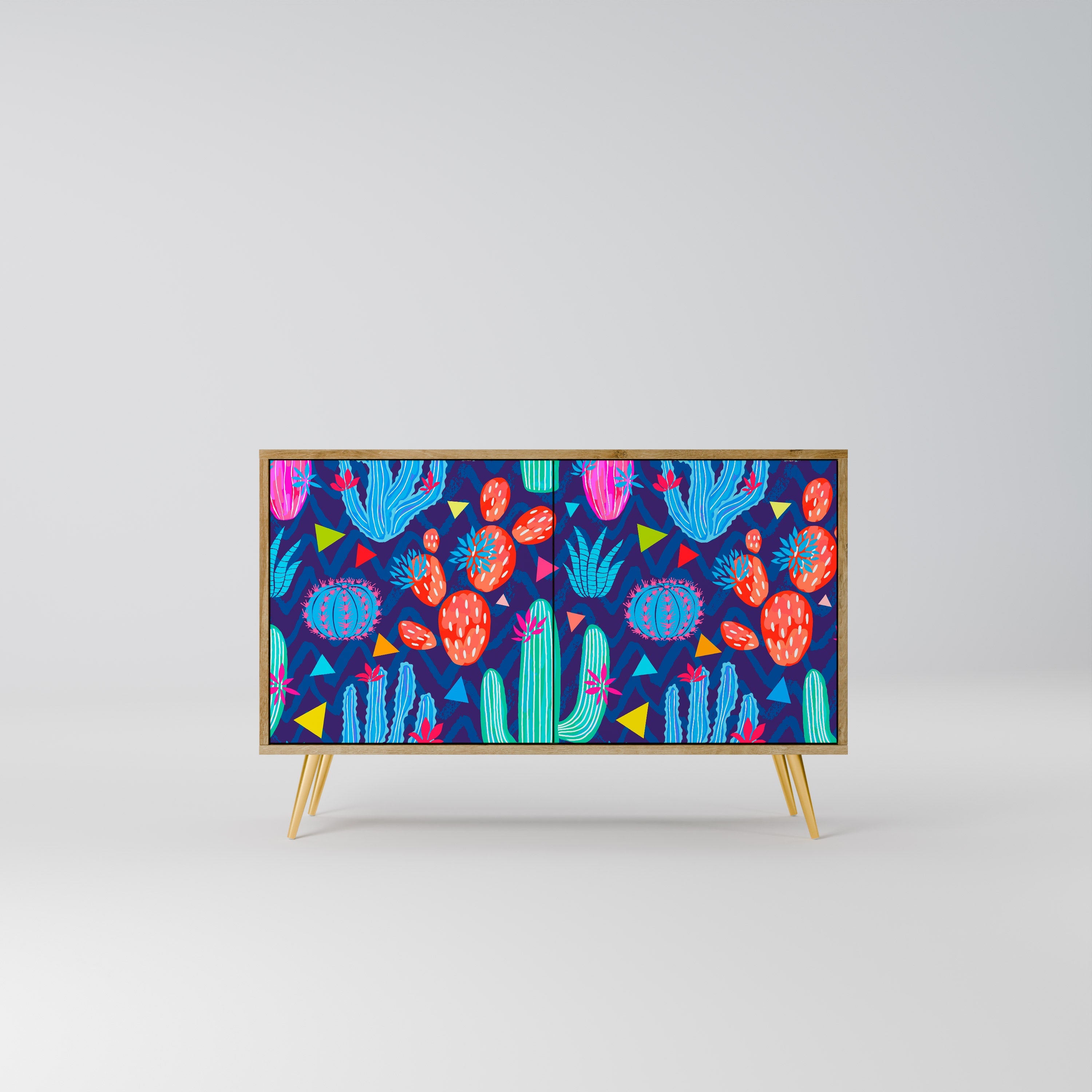 CACTUS VIBES Sideboard mit 2 Türen in Eichenoptik