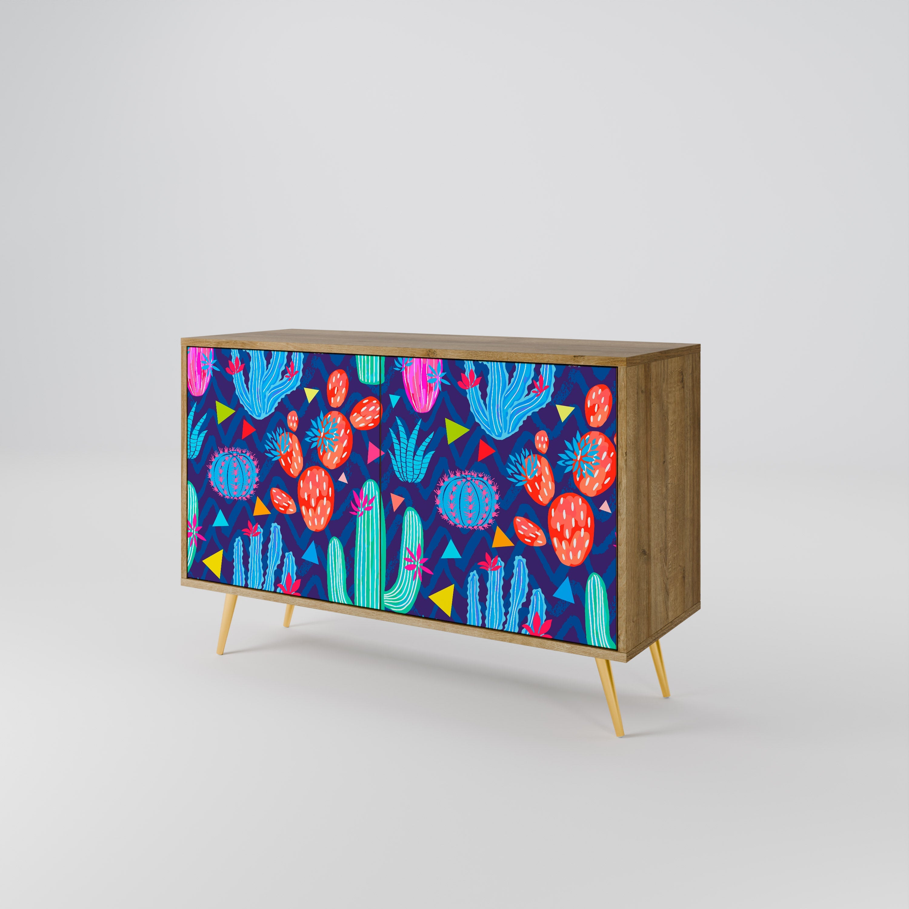 CACTUS VIBES Sideboard mit 2 Türen in Eichenoptik