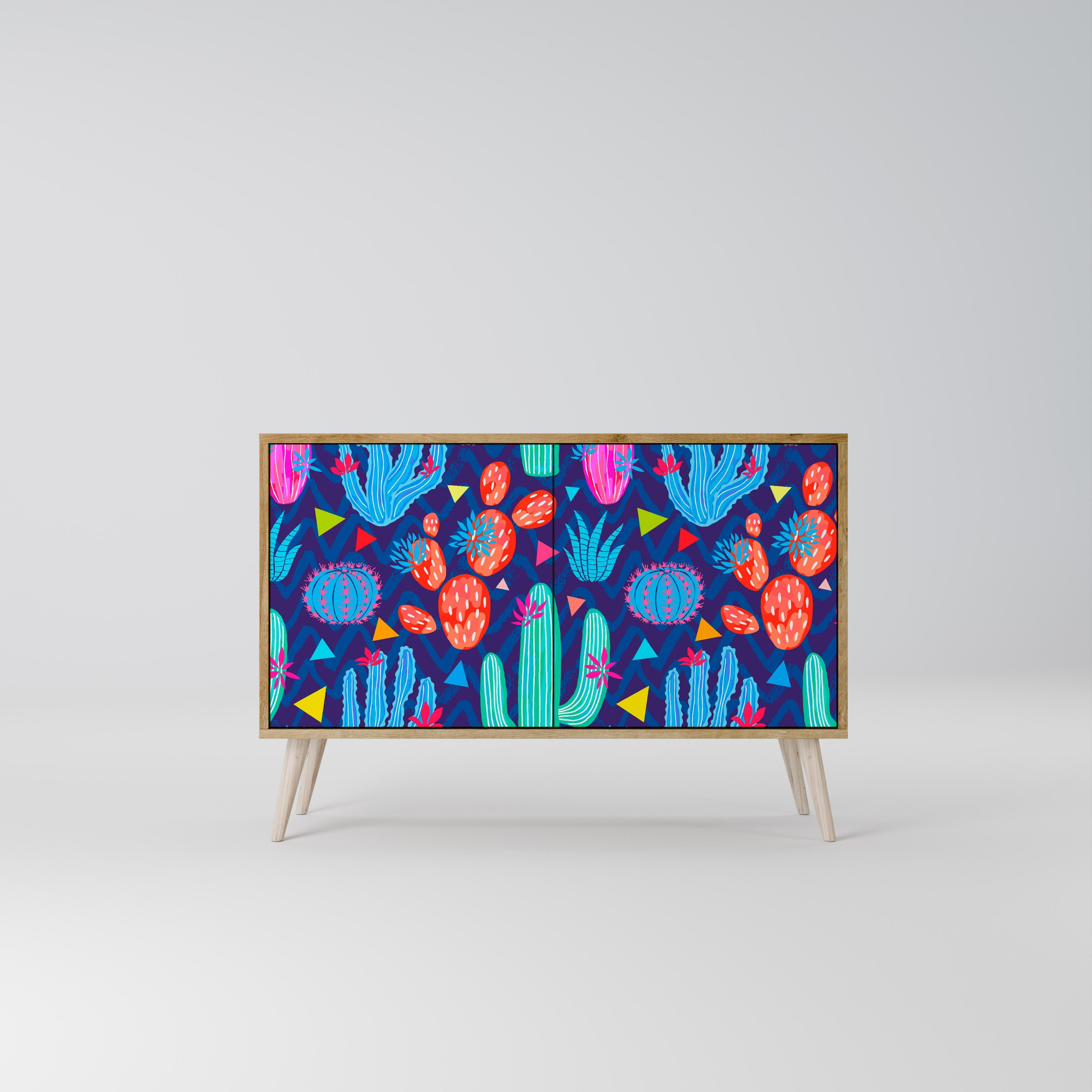 CACTUS VIBES Sideboard mit 2 Türen in Eichenoptik