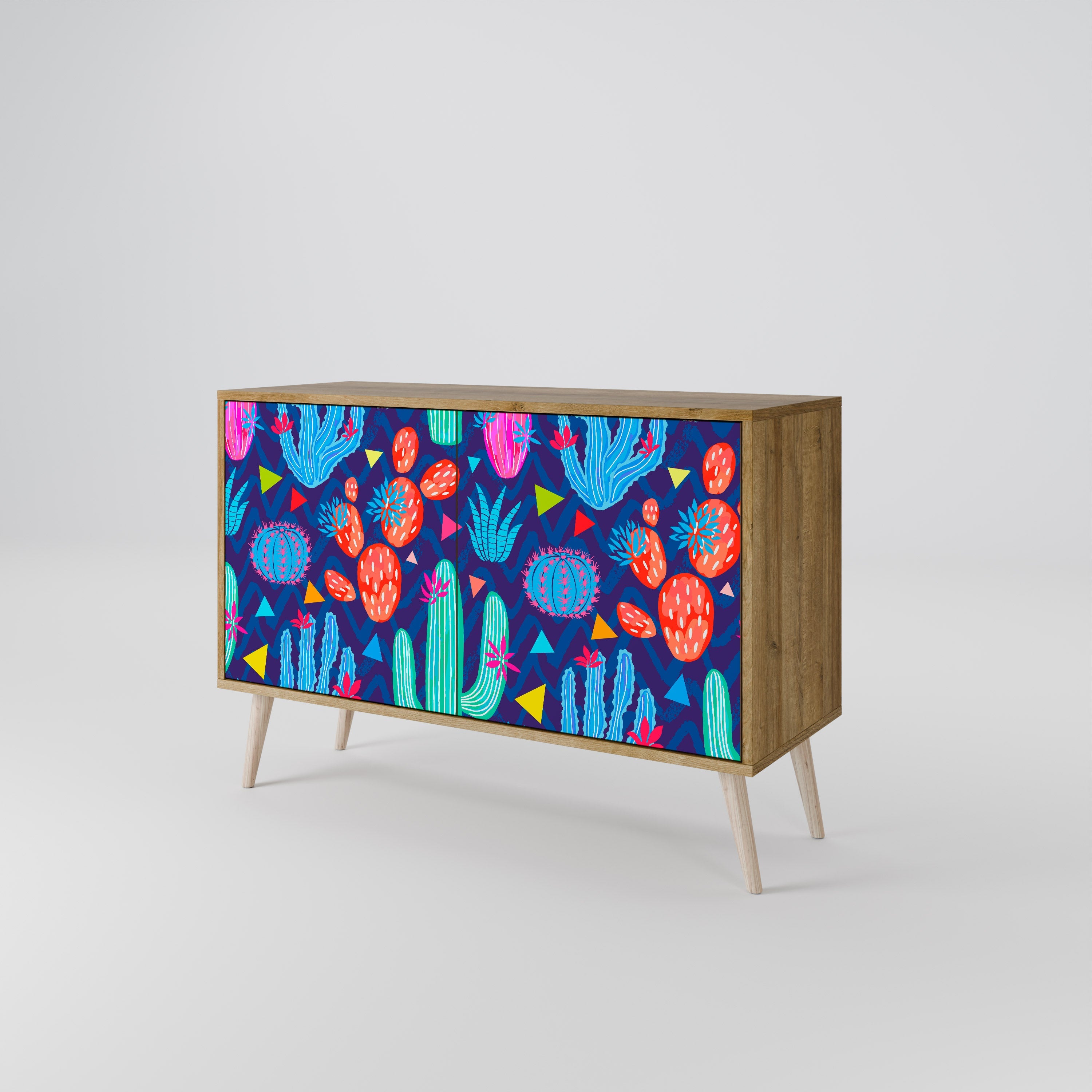 CACTUS VIBES Sideboard mit 2 Türen in Eichenoptik