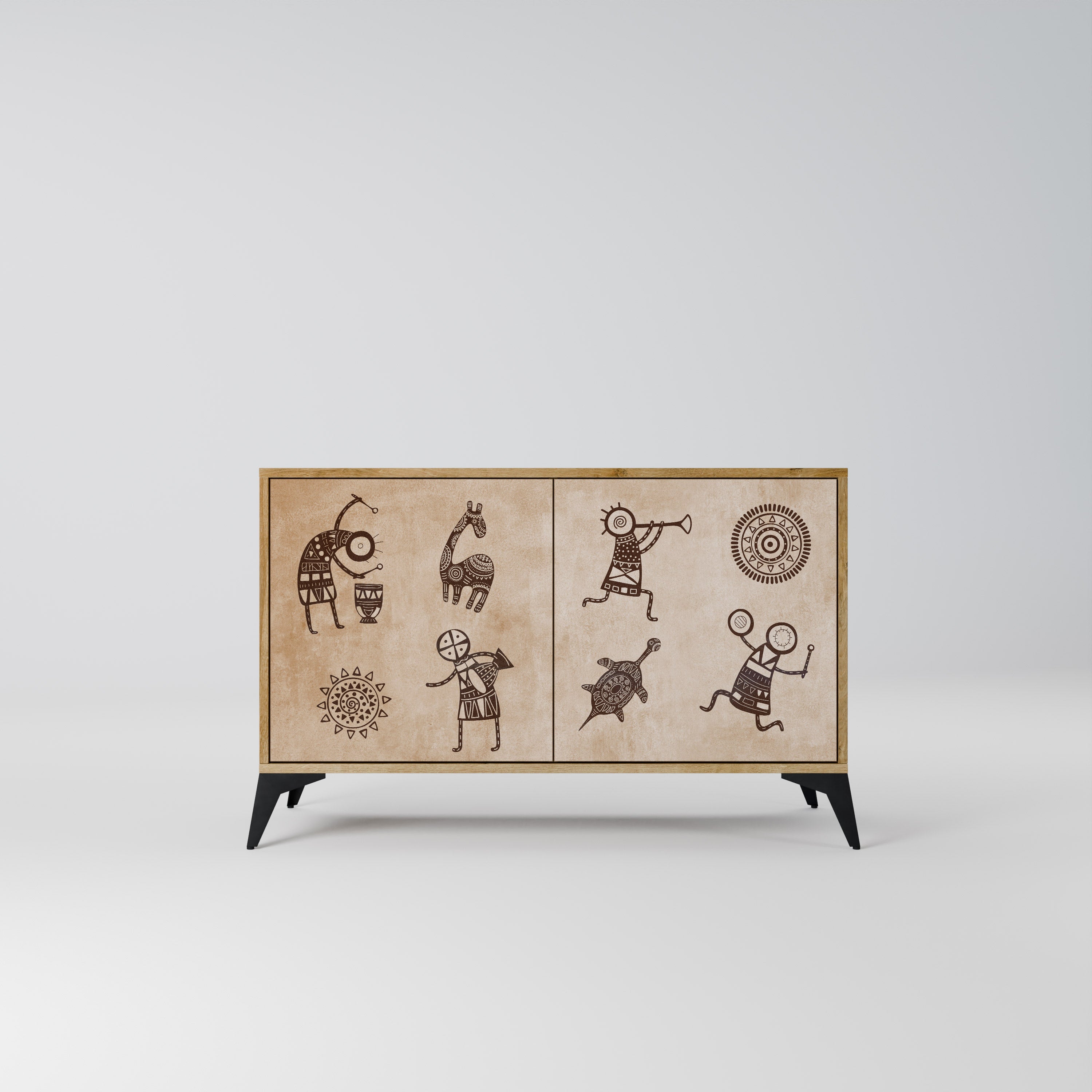 AFRICAN STYLE 2-Door Sideboard in Oak Effect
