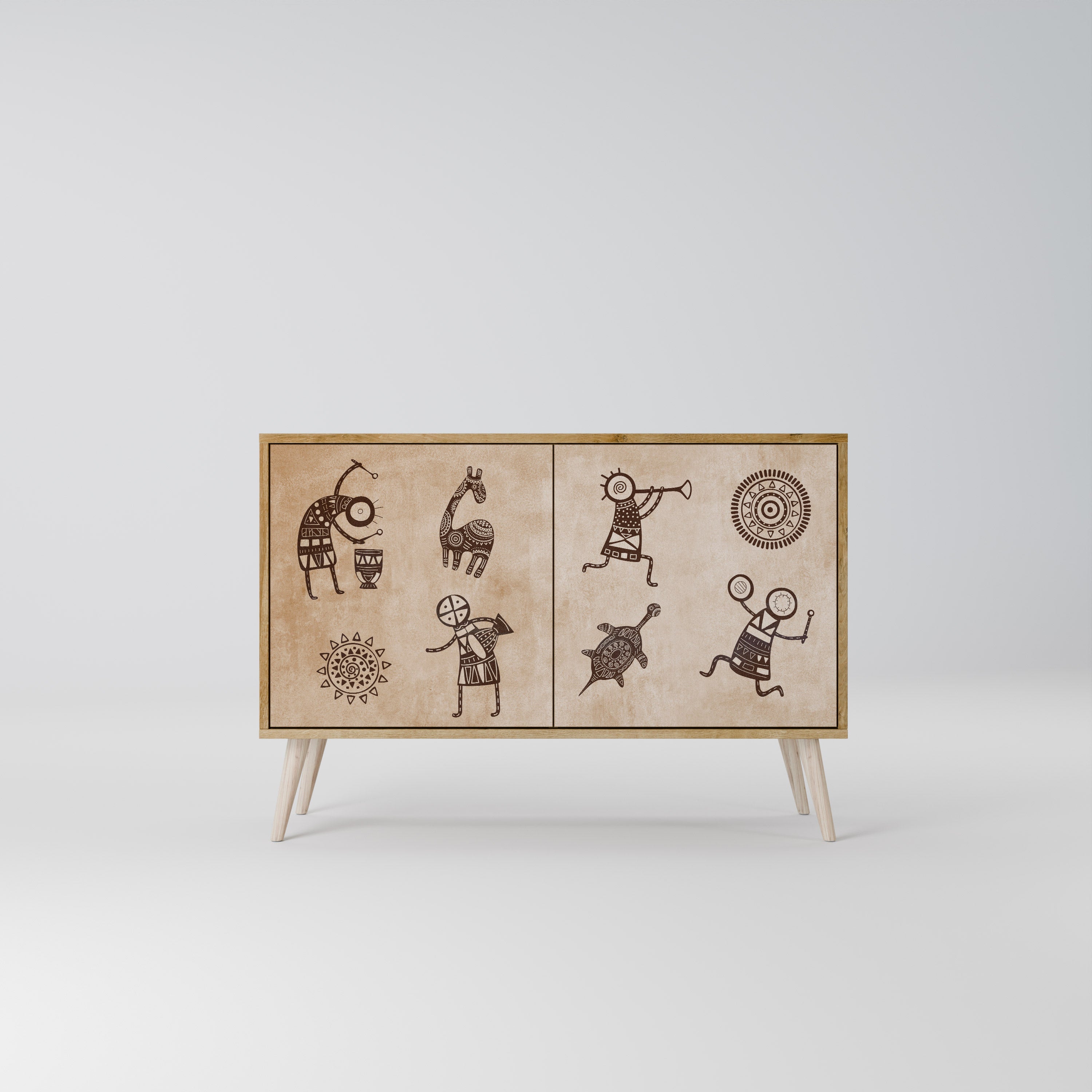 AFRICAN STYLE 2-Door Sideboard in Oak Effect
