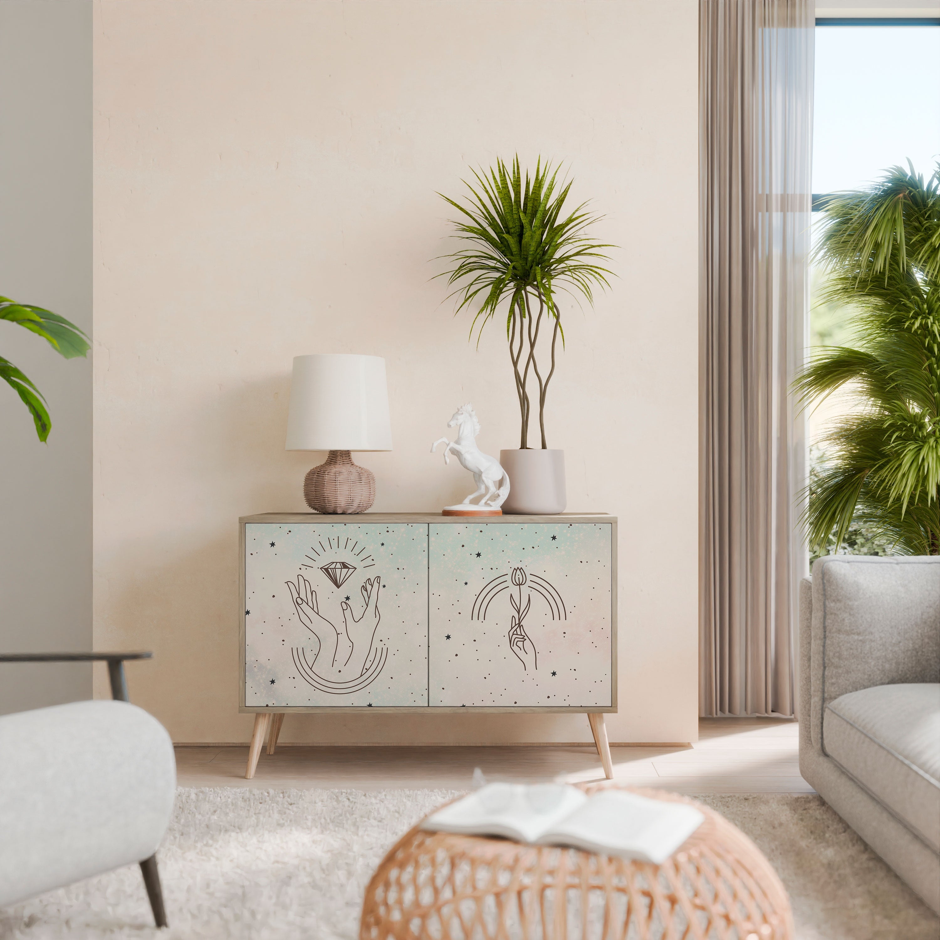 DELICATE BEAUTY Sideboard mit 2 Türen in Eichenoptik