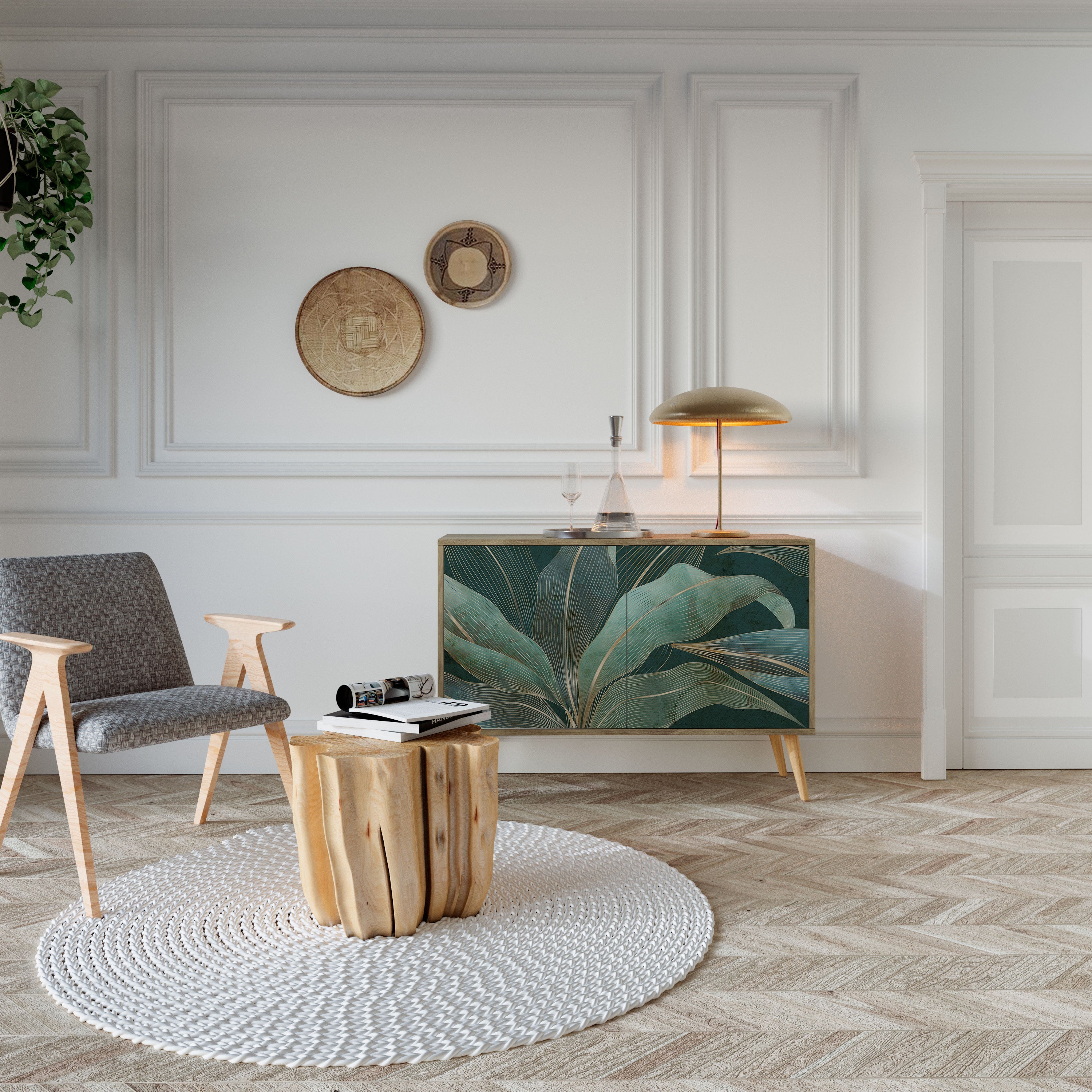 ROYAL GREEN Sideboard mit 2 Türen in Eichenoptik