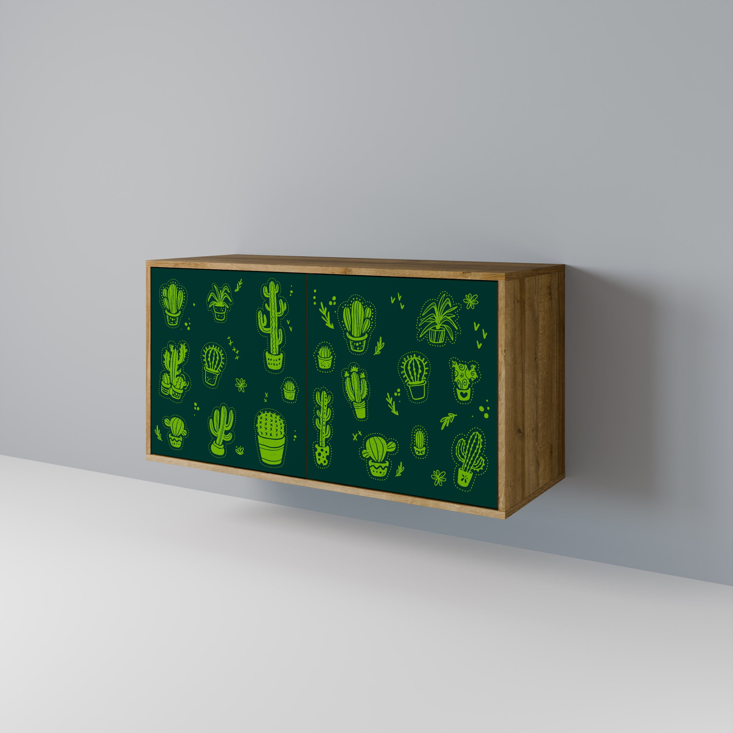 Desert Green Sideboard mit 2 Türen in Eichenoptik