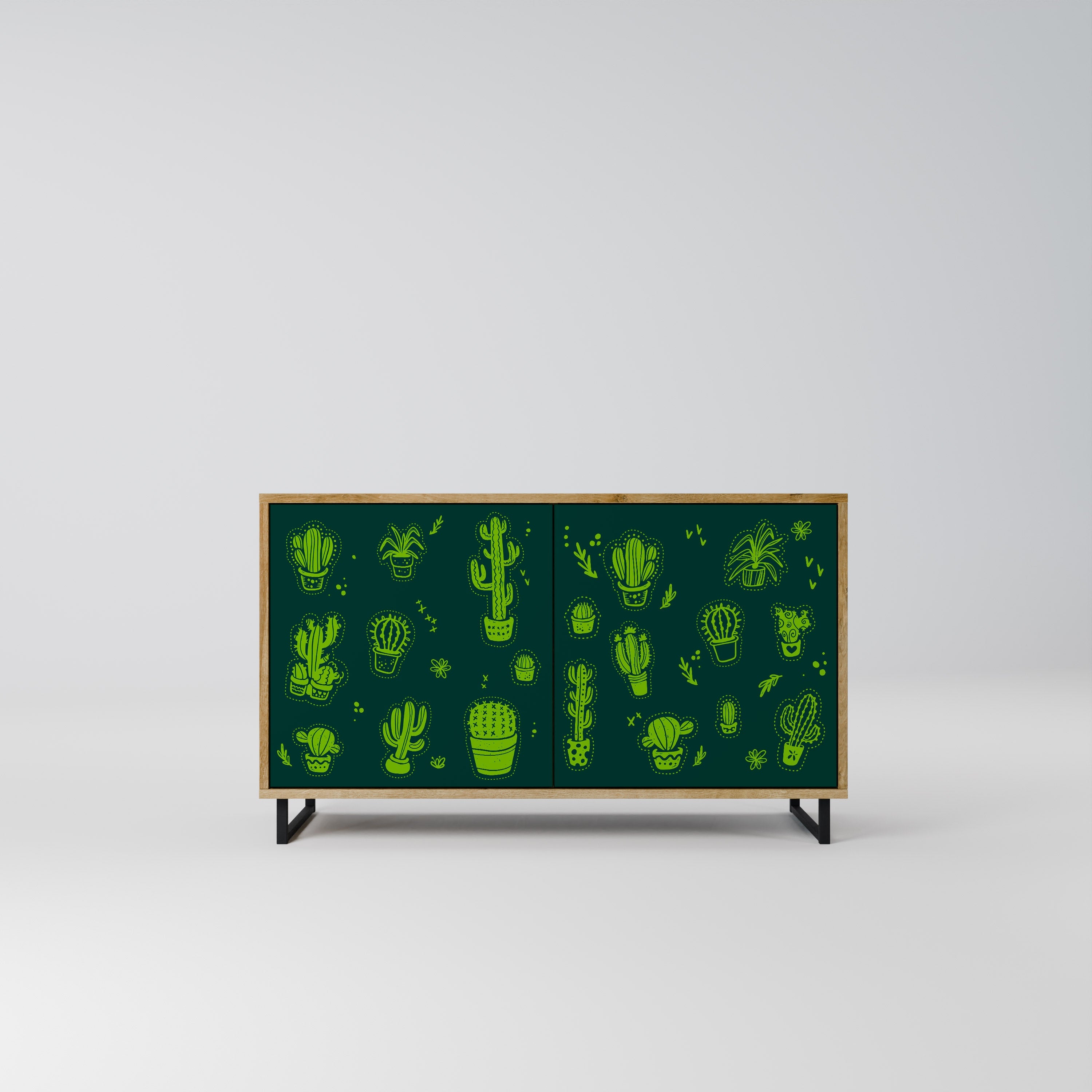 Desert Green Sideboard mit 2 Türen in Eichenoptik