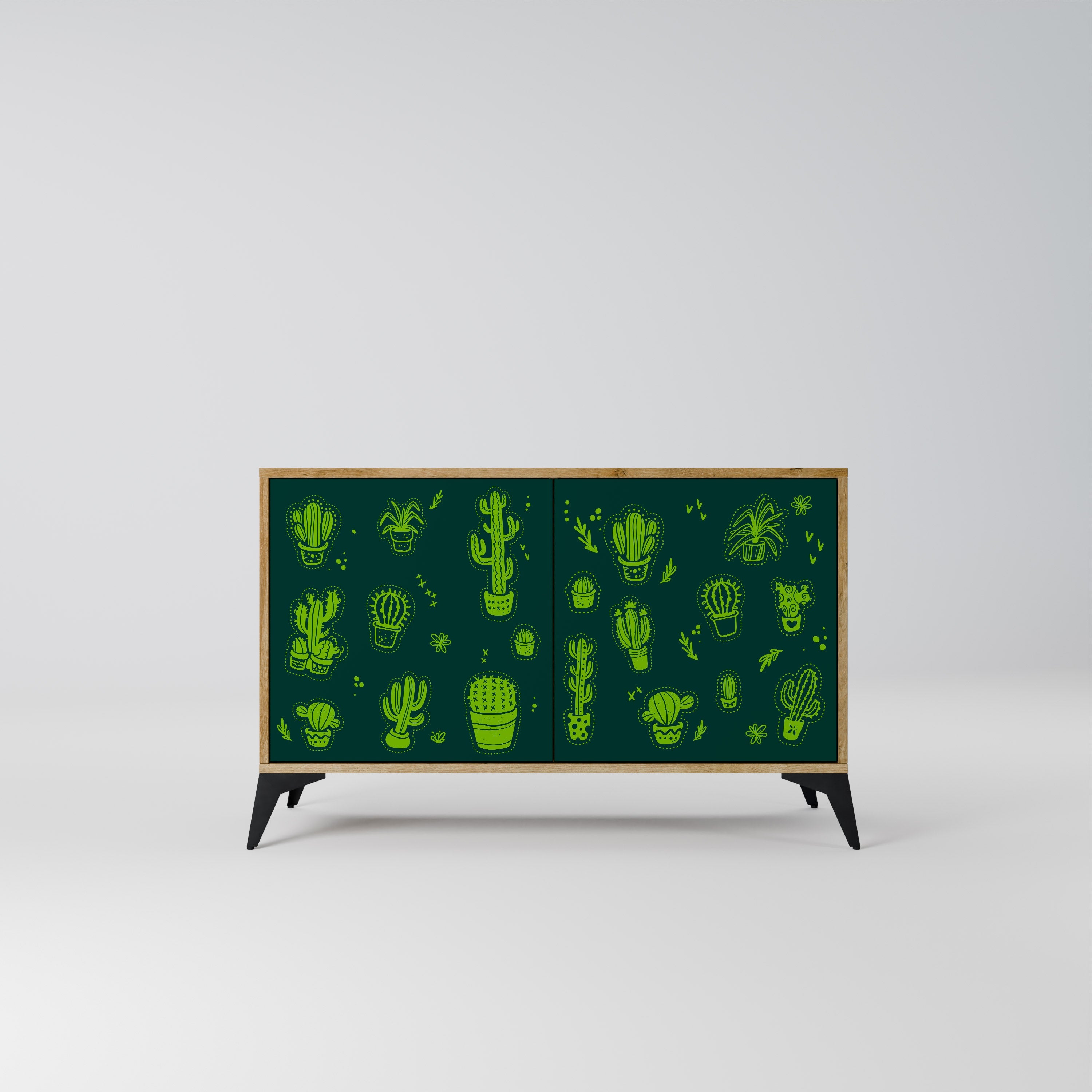 Desert Green Sideboard mit 2 Türen in Eichenoptik