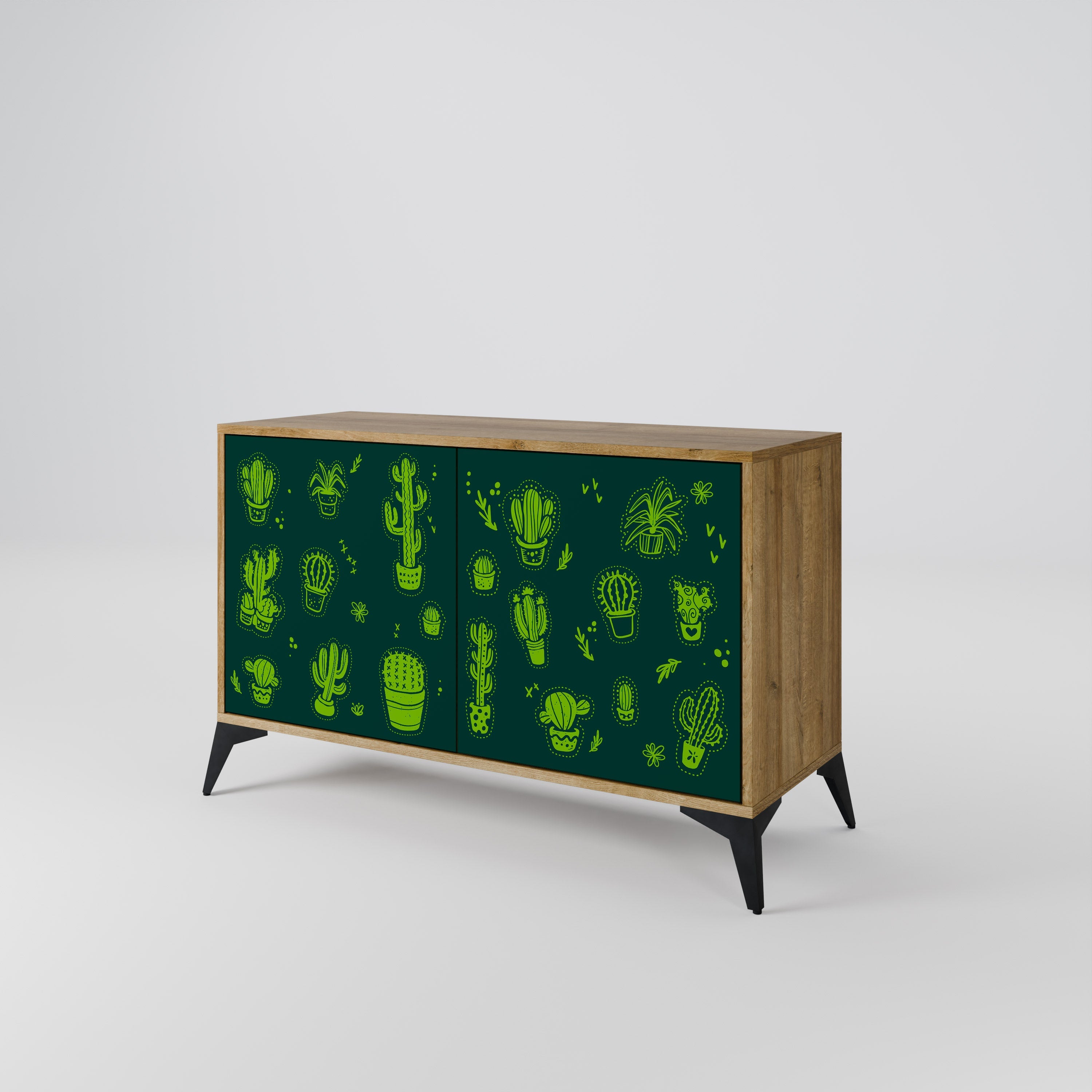Desert Green Sideboard mit 2 Türen in Eichenoptik