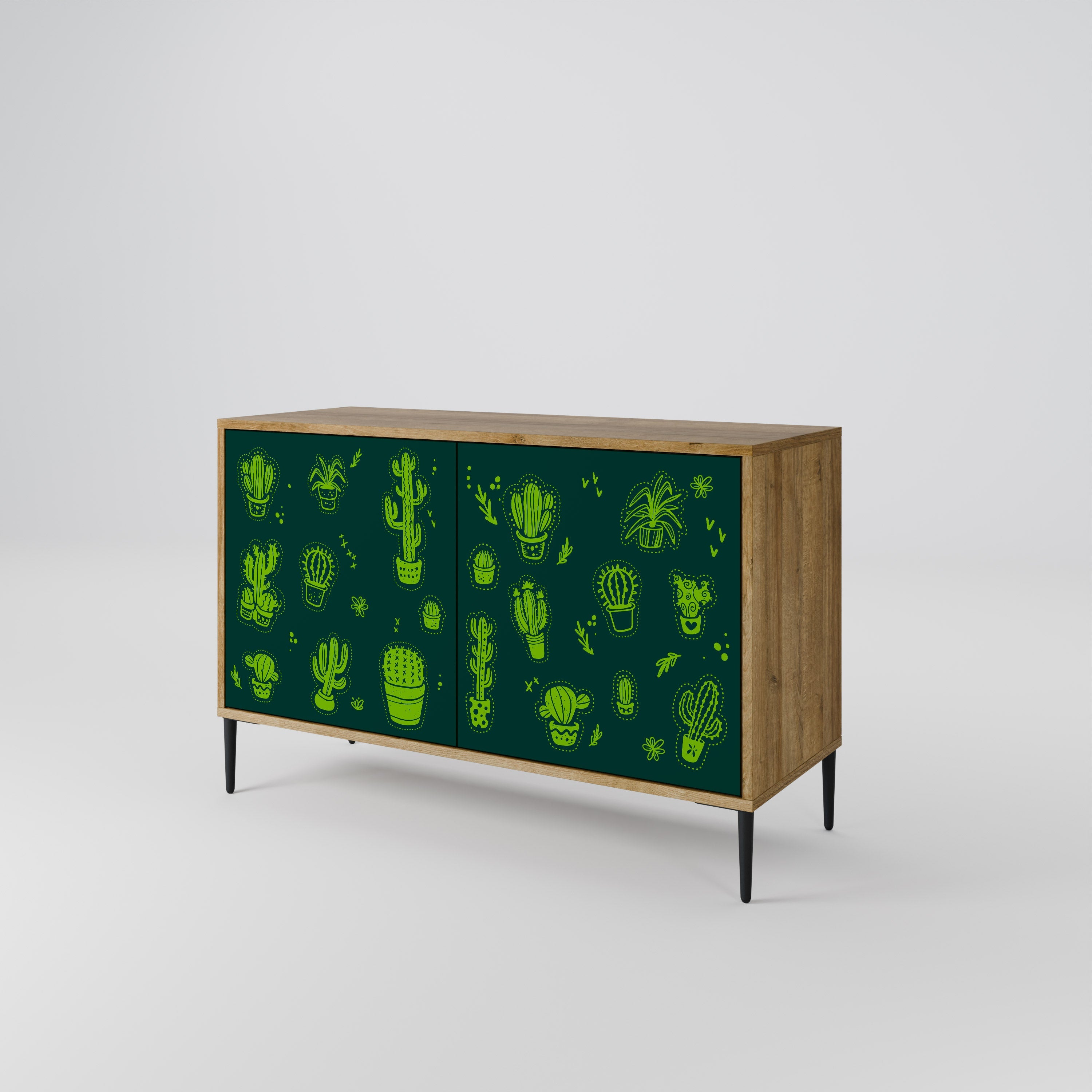 Desert Green Sideboard mit 2 Türen in Eichenoptik