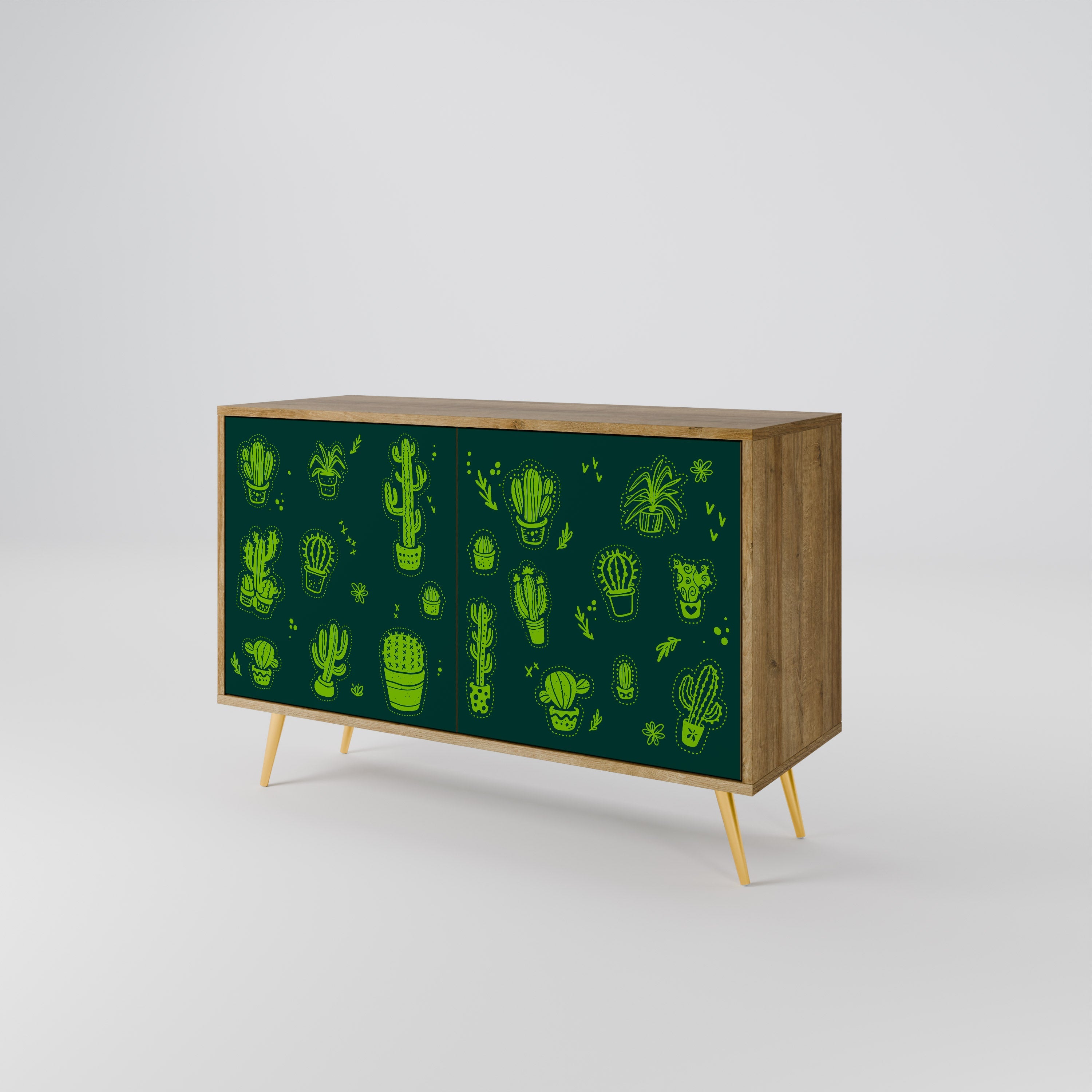 Desert Green Sideboard mit 2 Türen in Eichenoptik