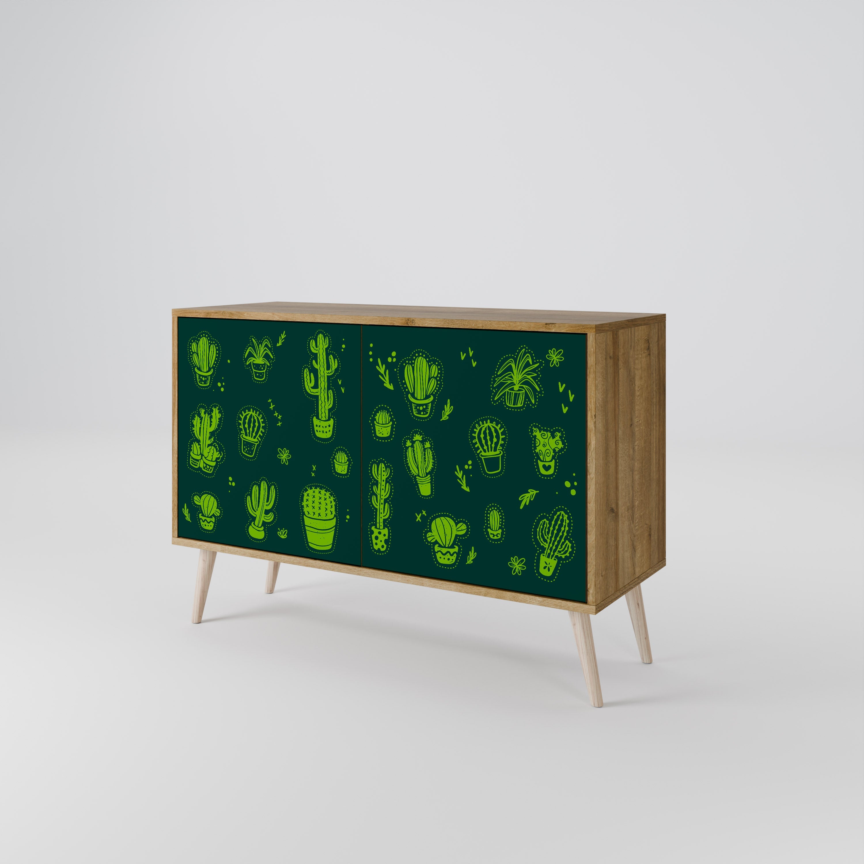 Desert Green Sideboard mit 2 Türen in Eichenoptik
