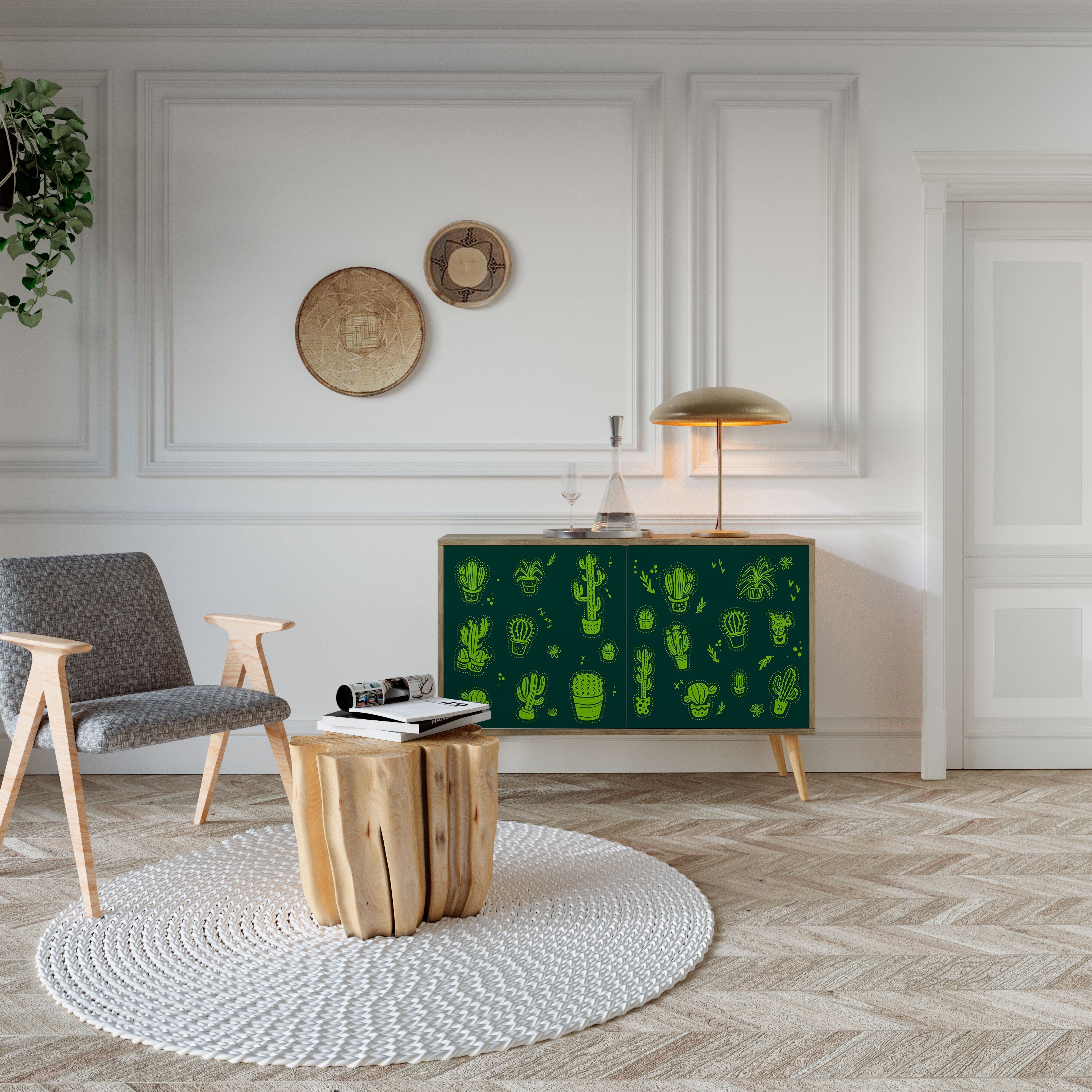 Desert Green Sideboard mit 2 Türen in Eichenoptik