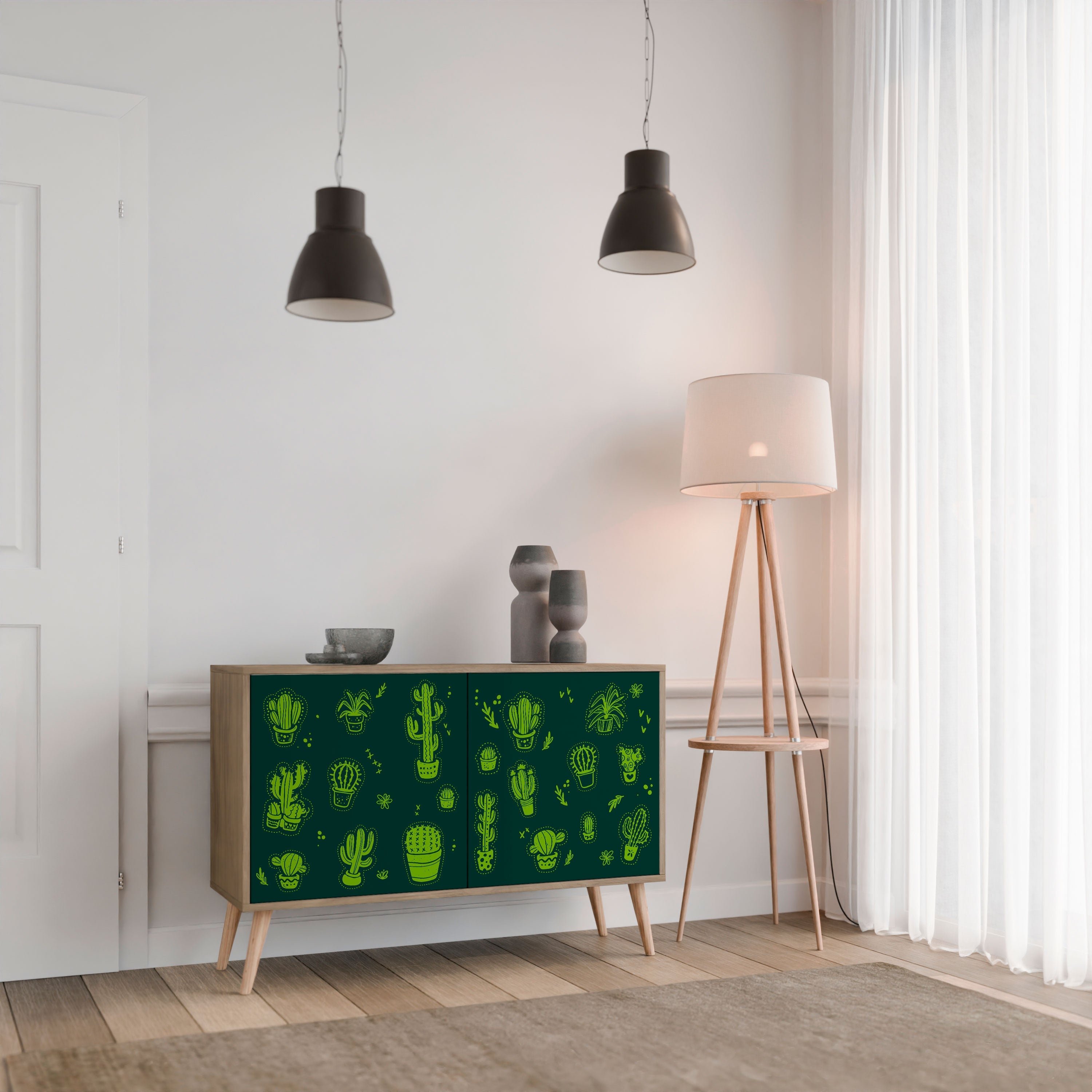 Desert Green Sideboard mit 2 Türen in Eichenoptik