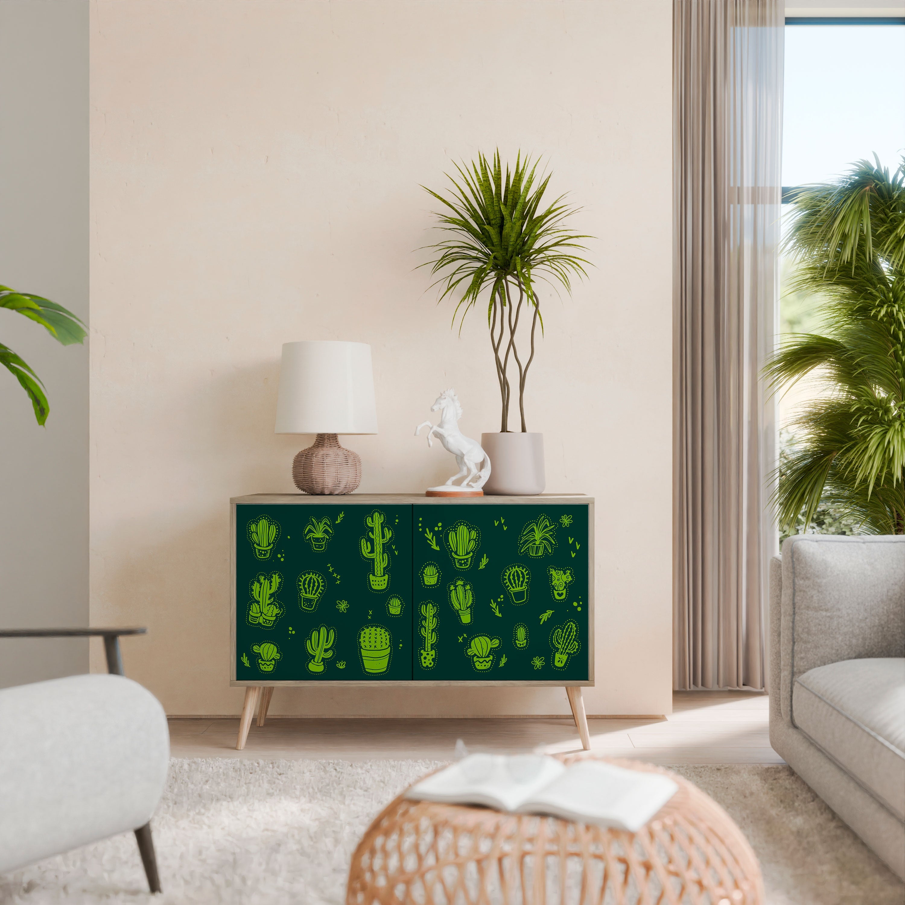Desert Green Sideboard mit 2 Türen in Eichenoptik