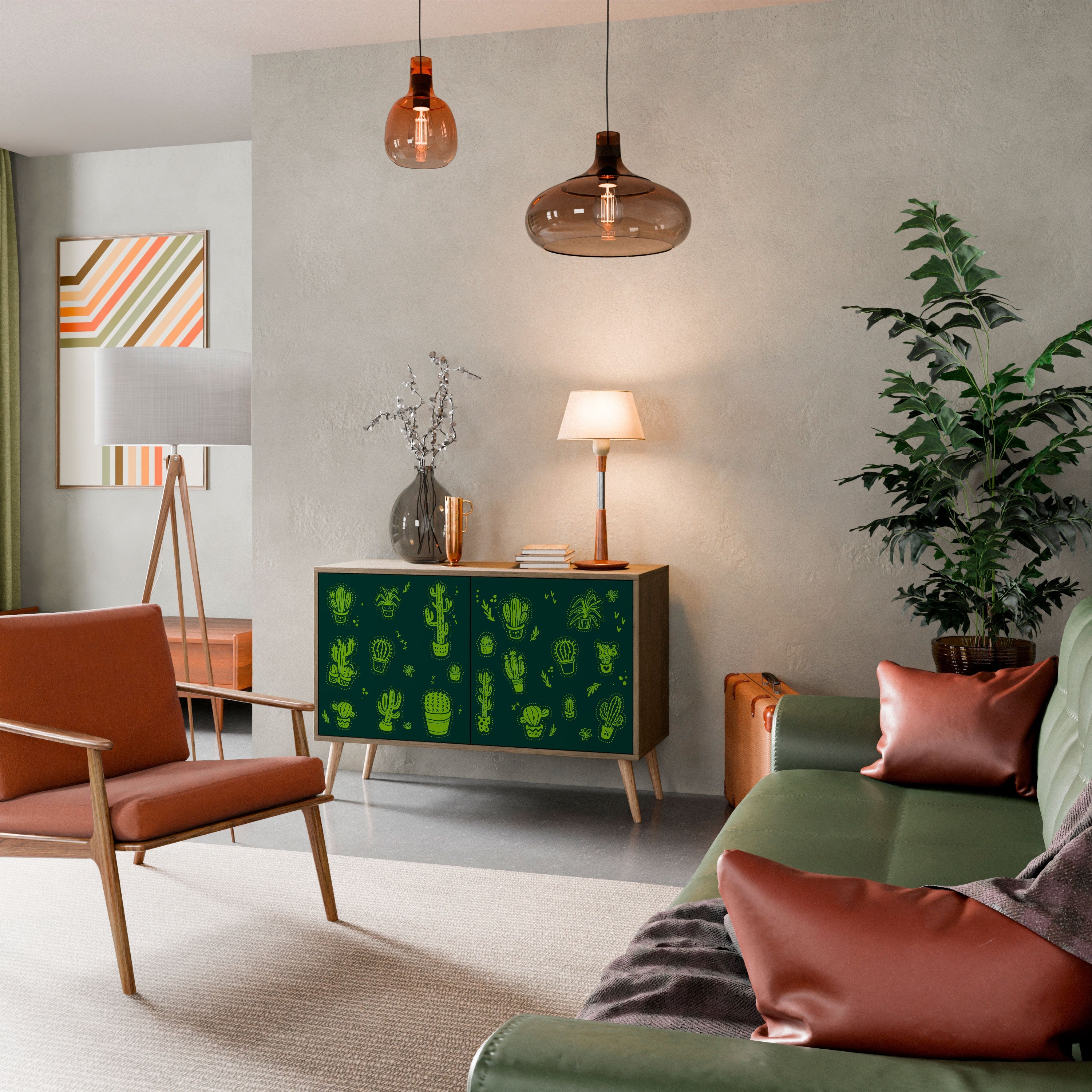 Desert Green Sideboard mit 2 Türen in Eichenoptik