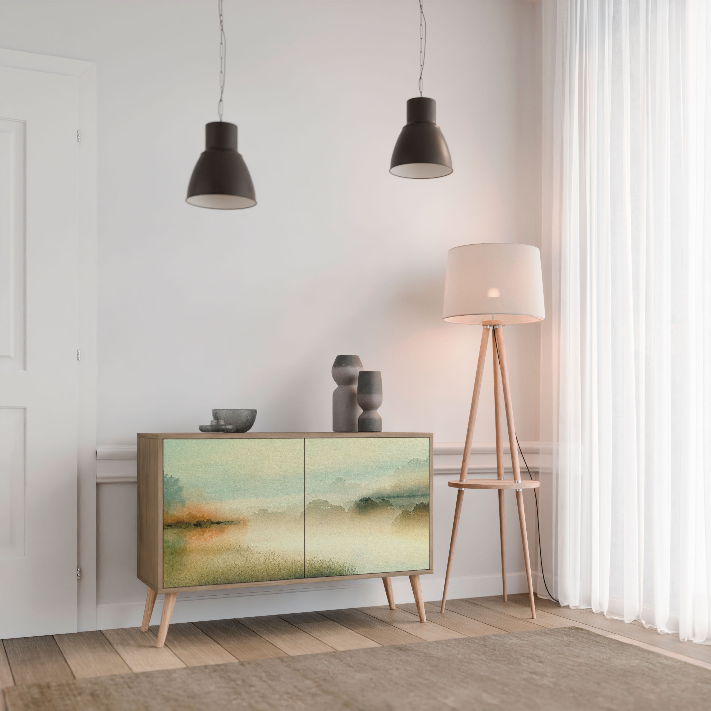 MORNING BY THE LAKE Sideboard mit 2 Türen in Eichenoptik
