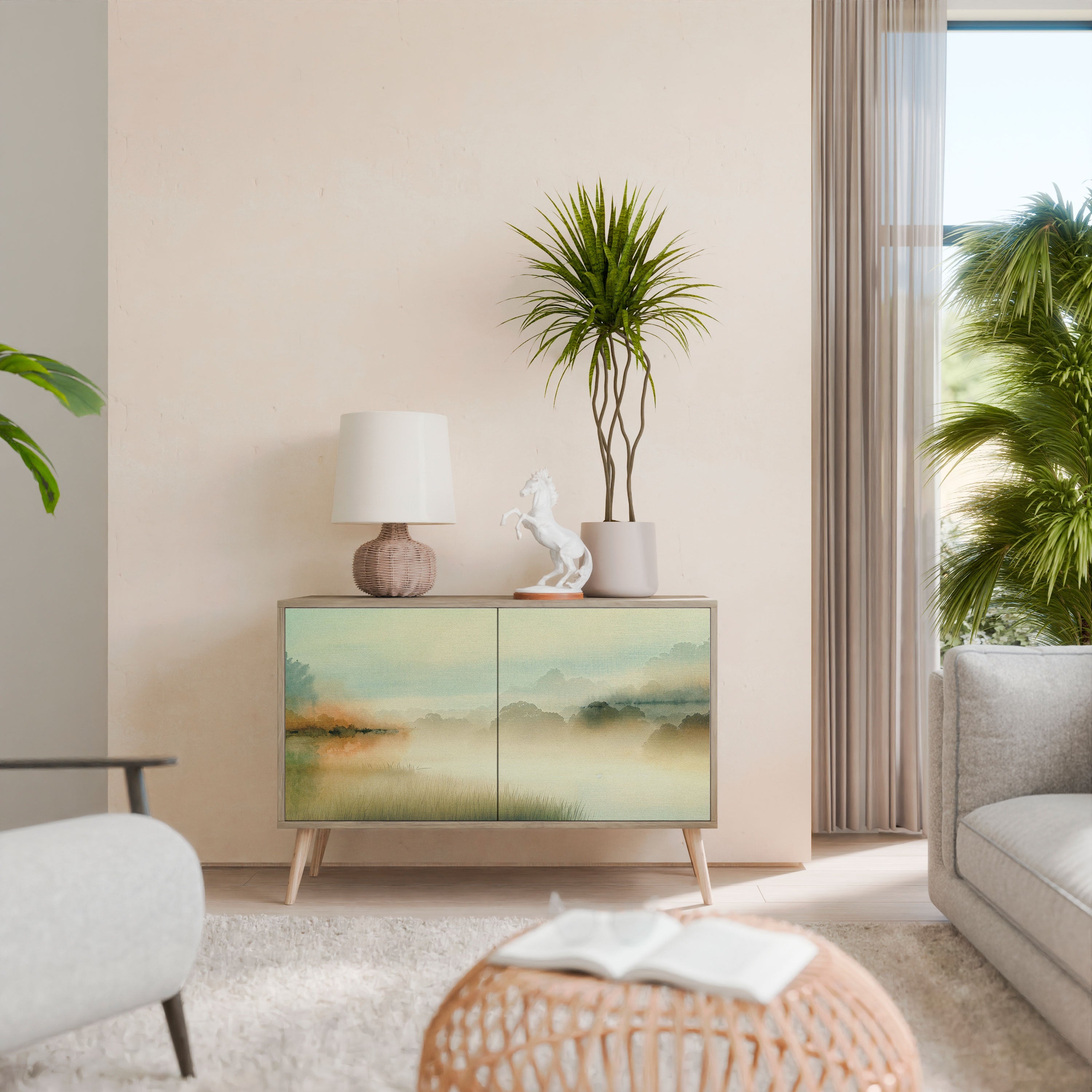 MORNING BY THE LAKE Sideboard mit 2 Türen in Eichenoptik