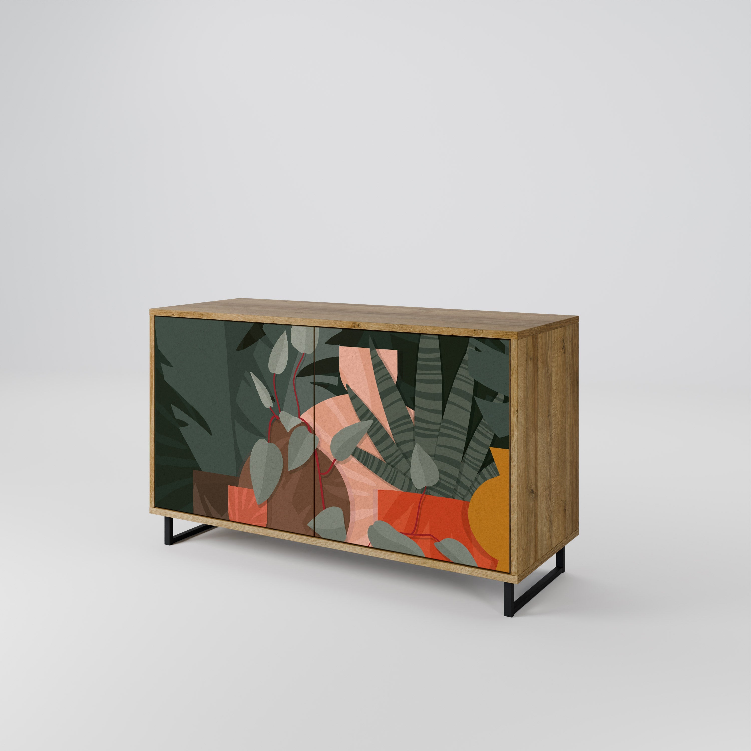 TROPICAL COMPOSITION Sideboard mit 2 Türen in Eichenoptik